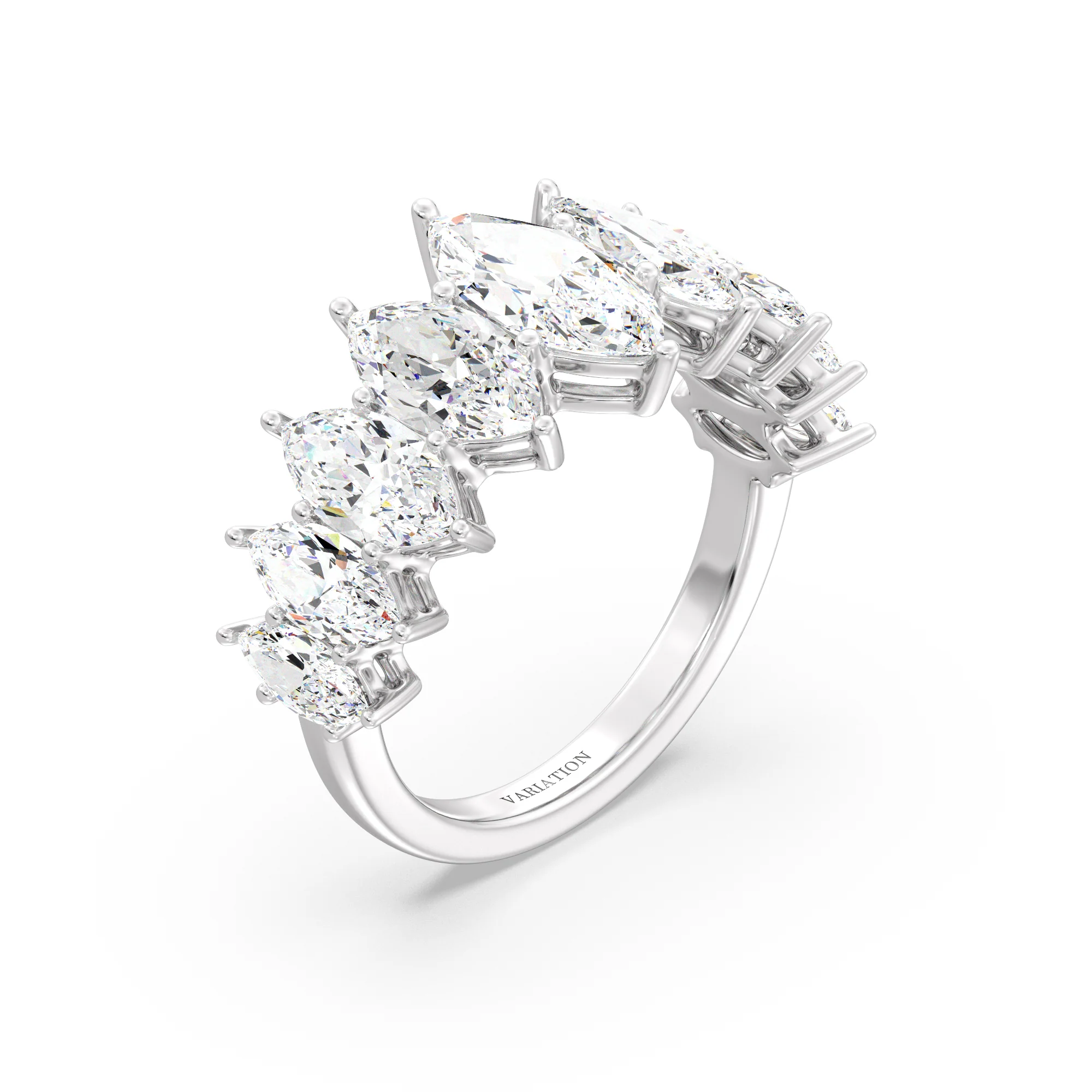 1 Carat Marquise Cut Lab Grown Diamond Half Eternity Ring in 18K Gold - Image 13