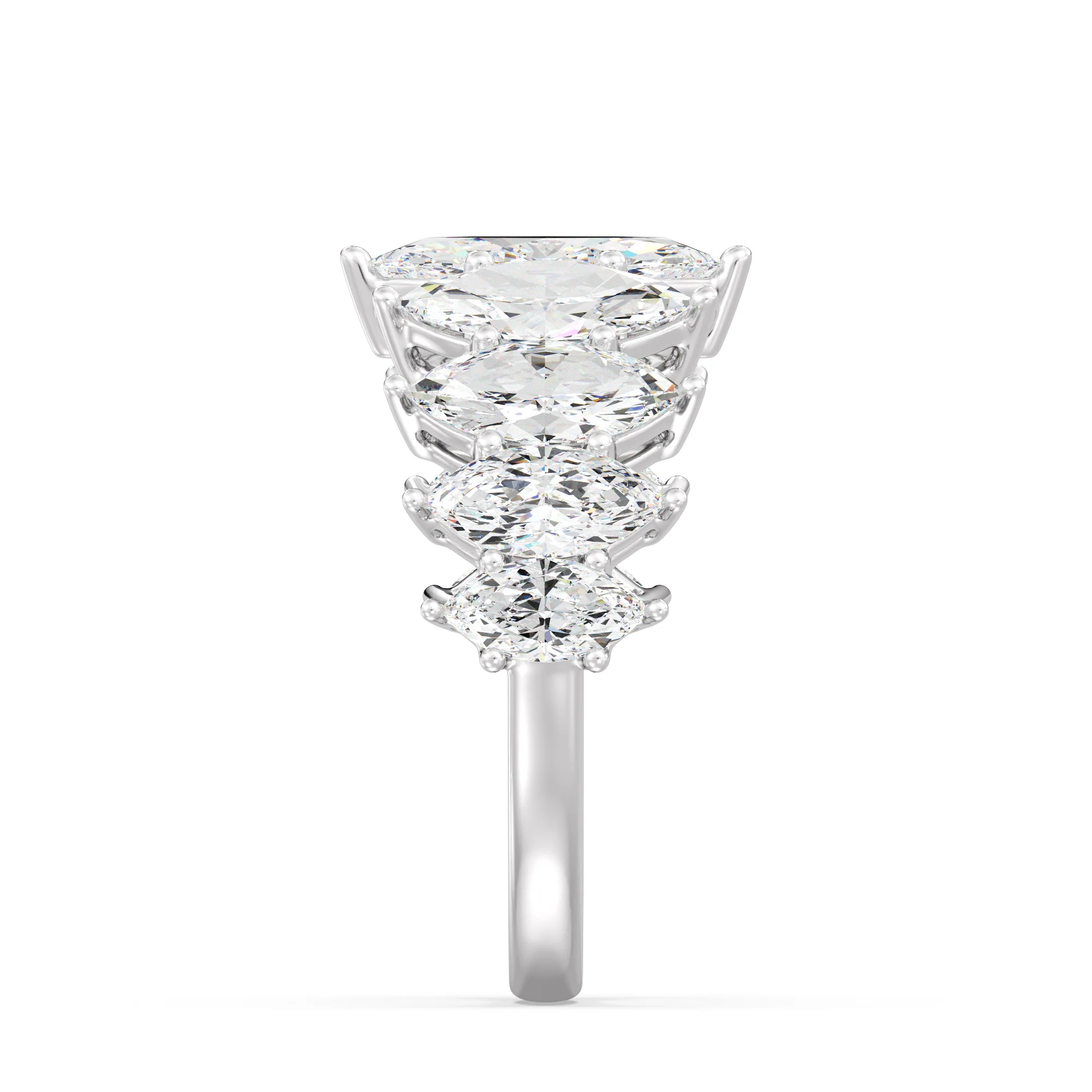 1 Carat Marquise Cut Lab Grown Diamond Half Eternity Ring in 18K Gold - Image 15