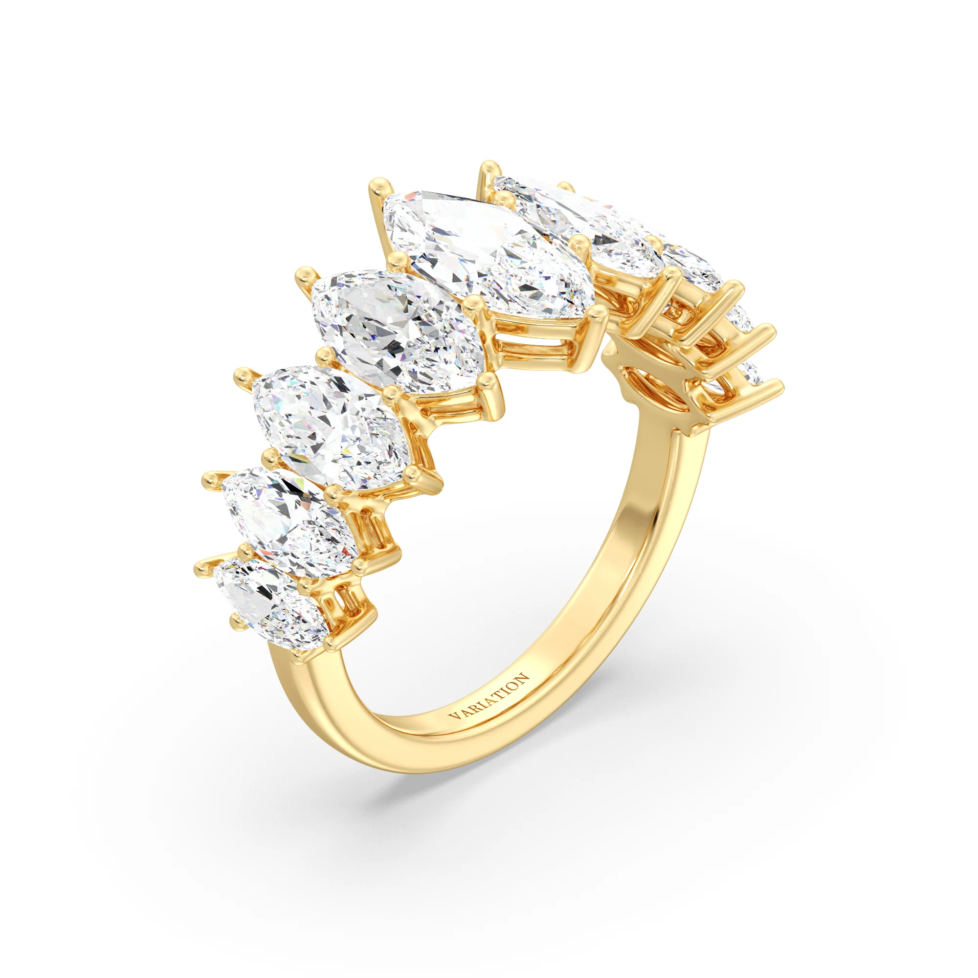 1 Carat Marquise Cut Lab Grown Diamond Half Eternity Ring in 18K Gold - Image 4