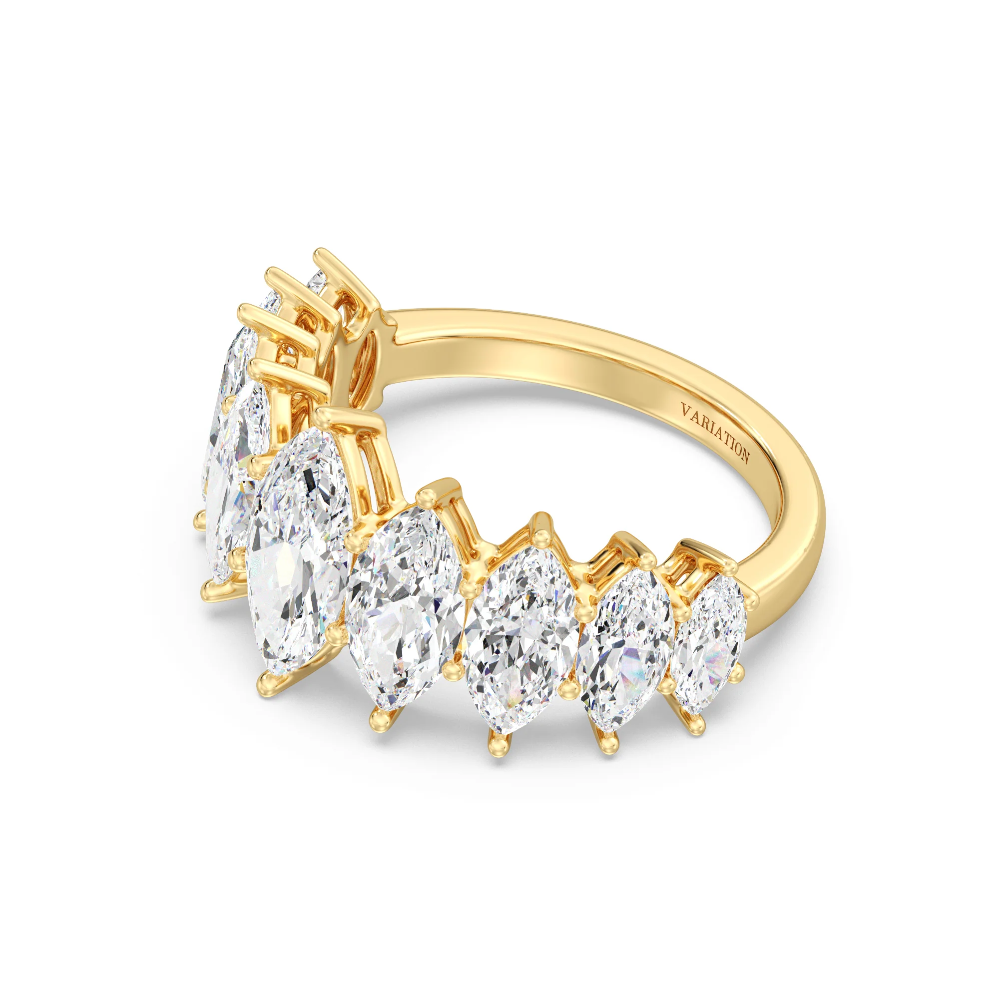 1 Carat Marquise Cut Lab Grown Diamond Half Eternity Ring in 18K Gold - Image 5