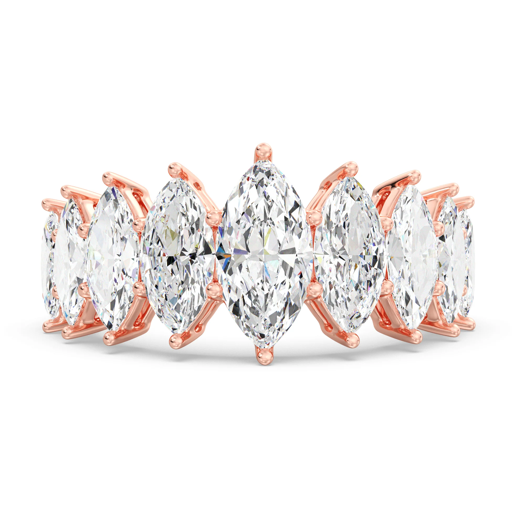 1 Carat Marquise Cut Lab Grown Diamond Half Eternity Ring in 18K Gold - Image 6