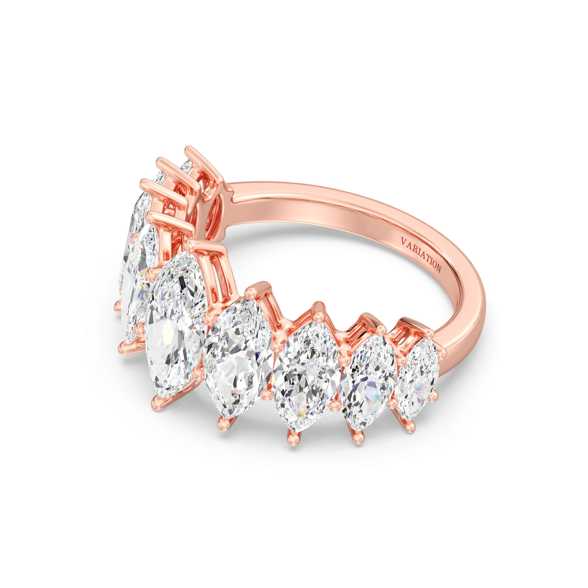 1 Carat Marquise Cut Lab Grown Diamond Half Eternity Ring in 18K Gold - Image 7