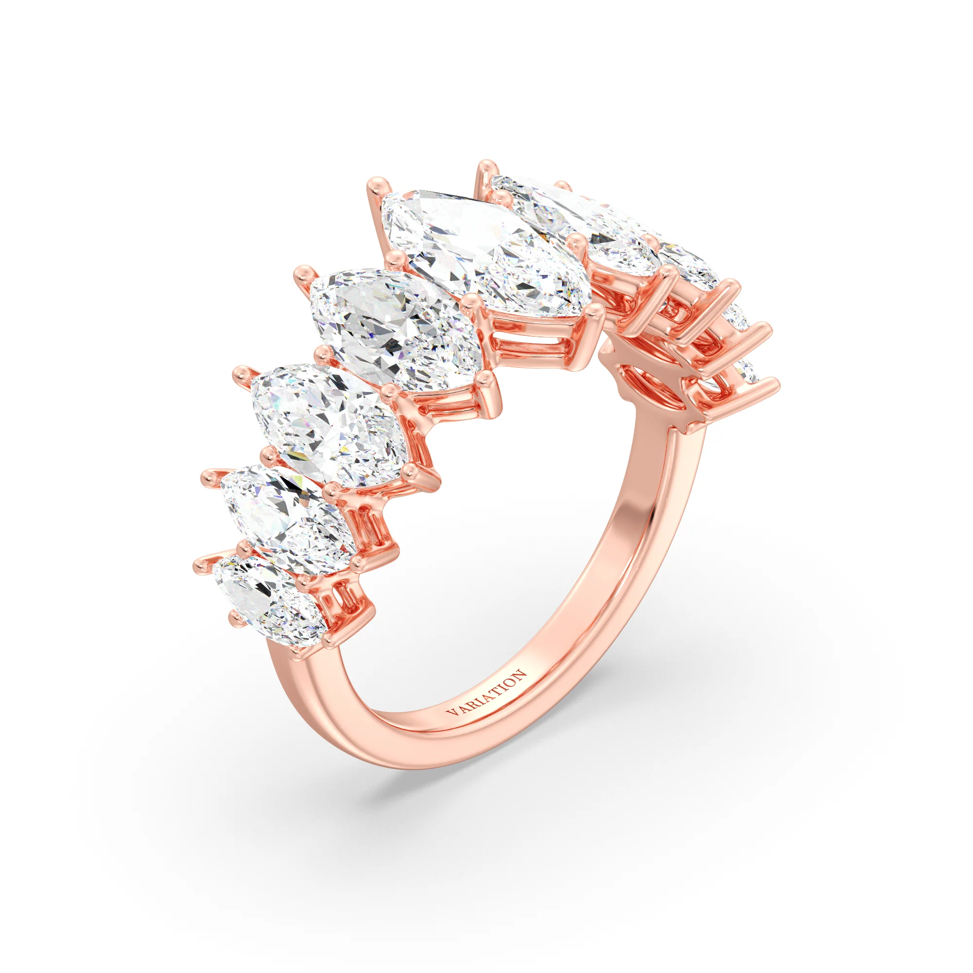 1 Carat Marquise Cut Lab Grown Diamond Half Eternity Ring in 18K Gold - Image 8