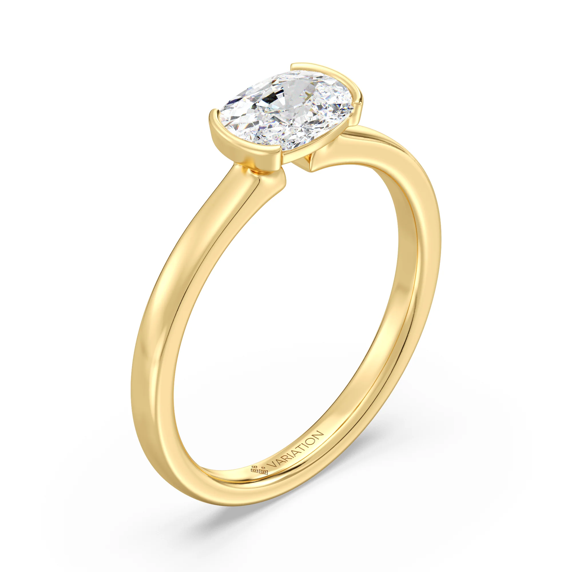 1 Carat Oval Cut Lab Grown Diamond Solitaire Ring in 18K Gold - Image 3