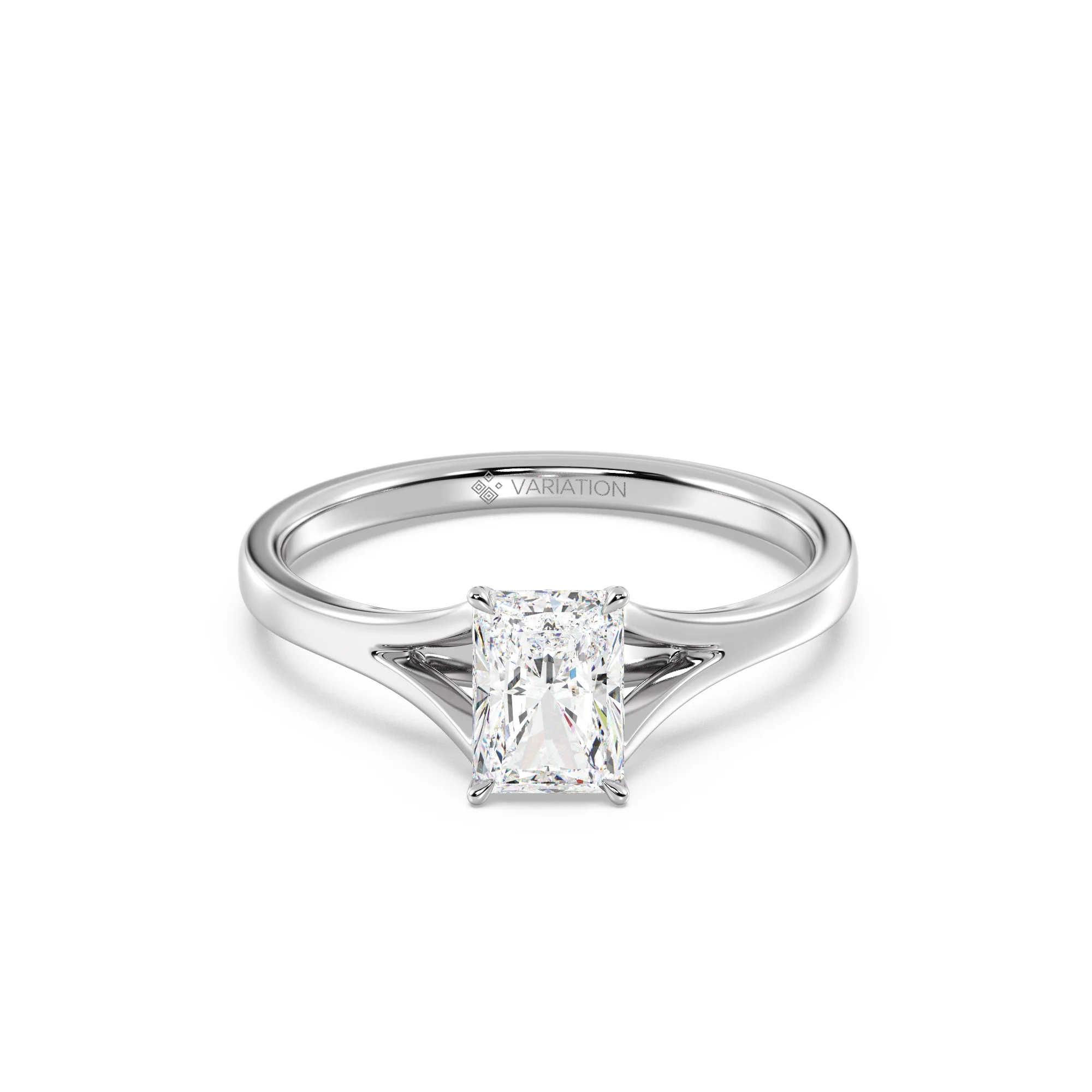 1 Carat Radiant Cut Lab Grown Diamond Split Shank Solitaire Ring in 18K Gold - Image 11
