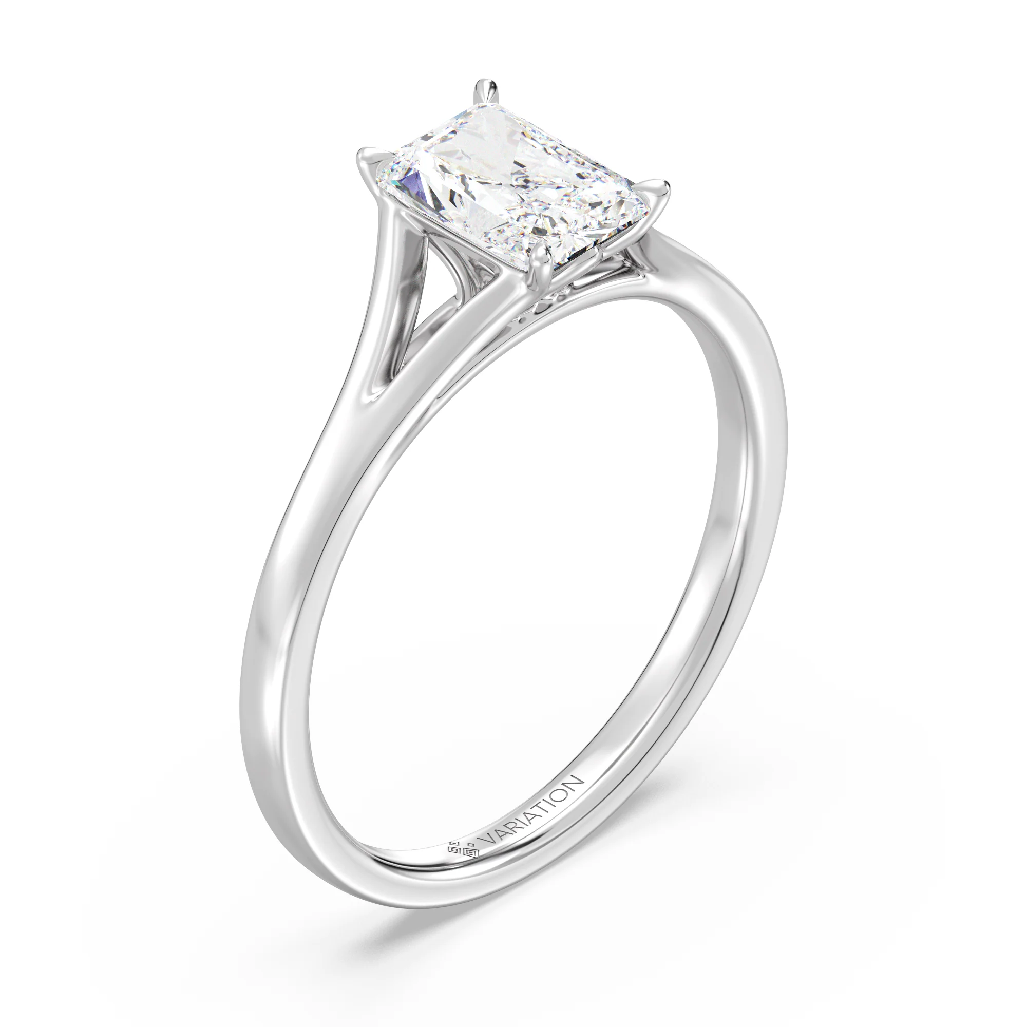 1 Carat Radiant Cut Lab Grown Diamond Split Shank Solitaire Ring in 18K Gold - Image 12