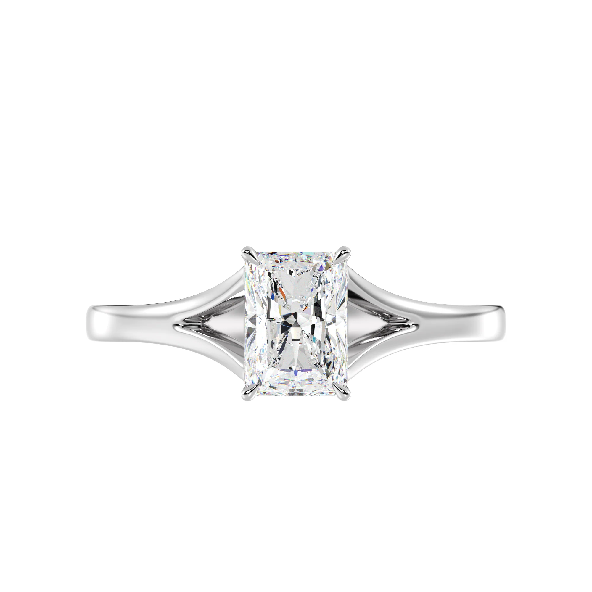 1 Carat Radiant Cut Lab Grown Diamond Split Shank Solitaire Ring in 18K Gold - Image 13