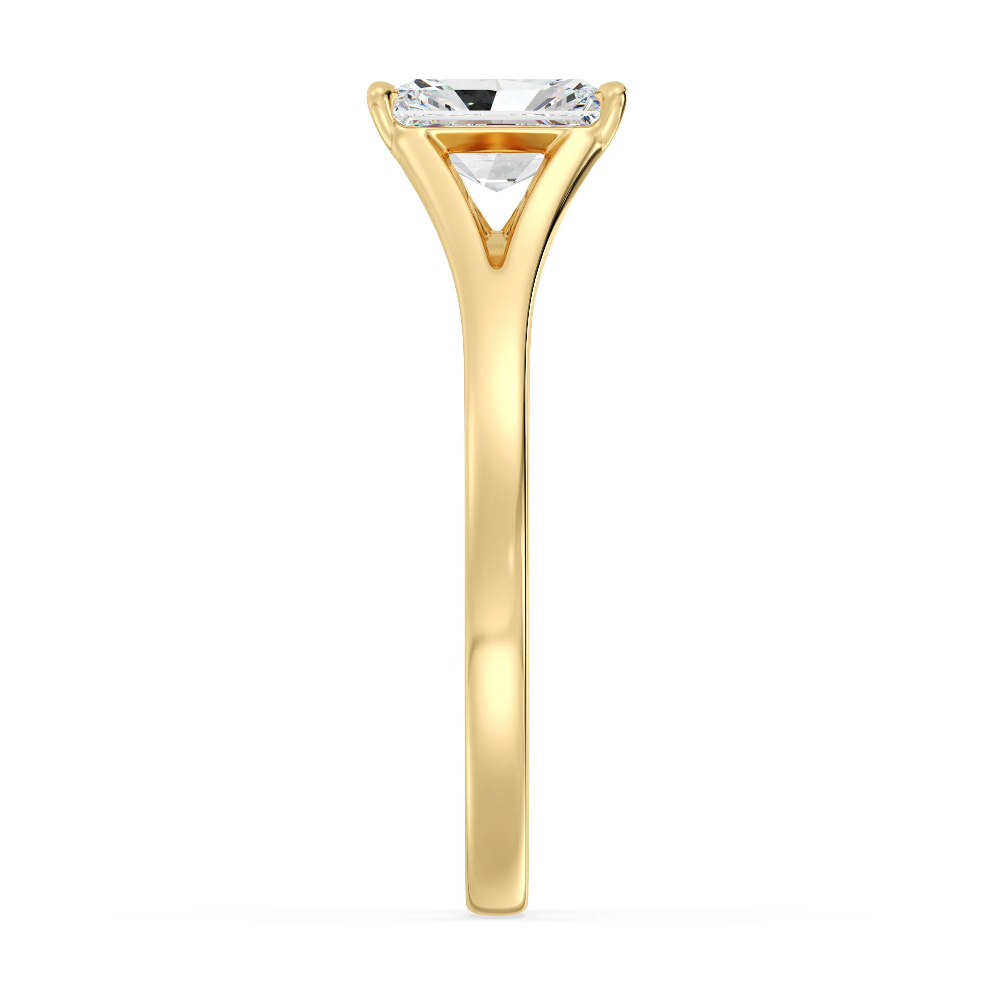 1 Carat Radiant Cut Lab Grown Diamond Split Shank Solitaire Ring in 18K Gold - Image 5