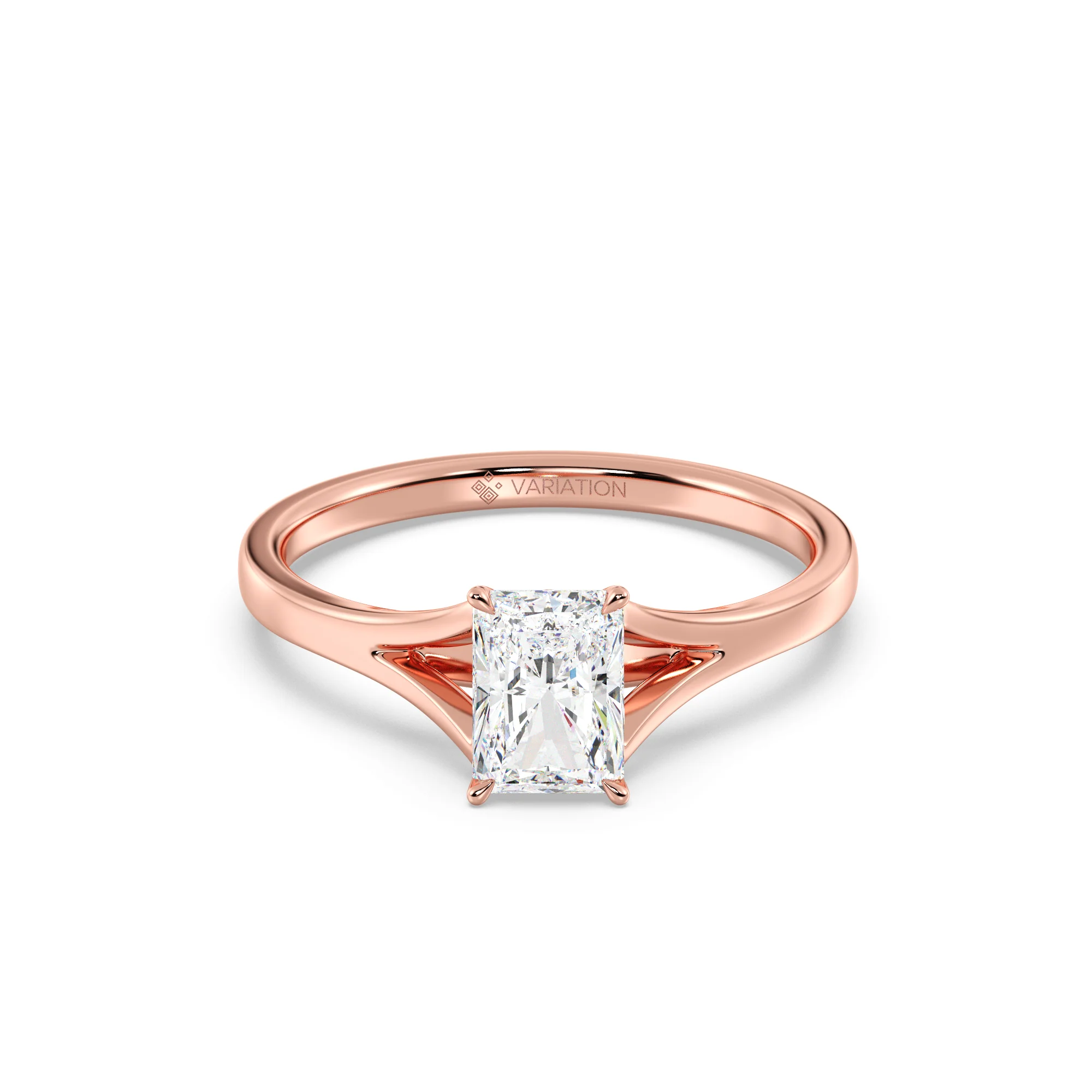 1 Carat Radiant Cut Lab Grown Diamond Split Shank Solitaire Ring in 18K Gold - Image 6