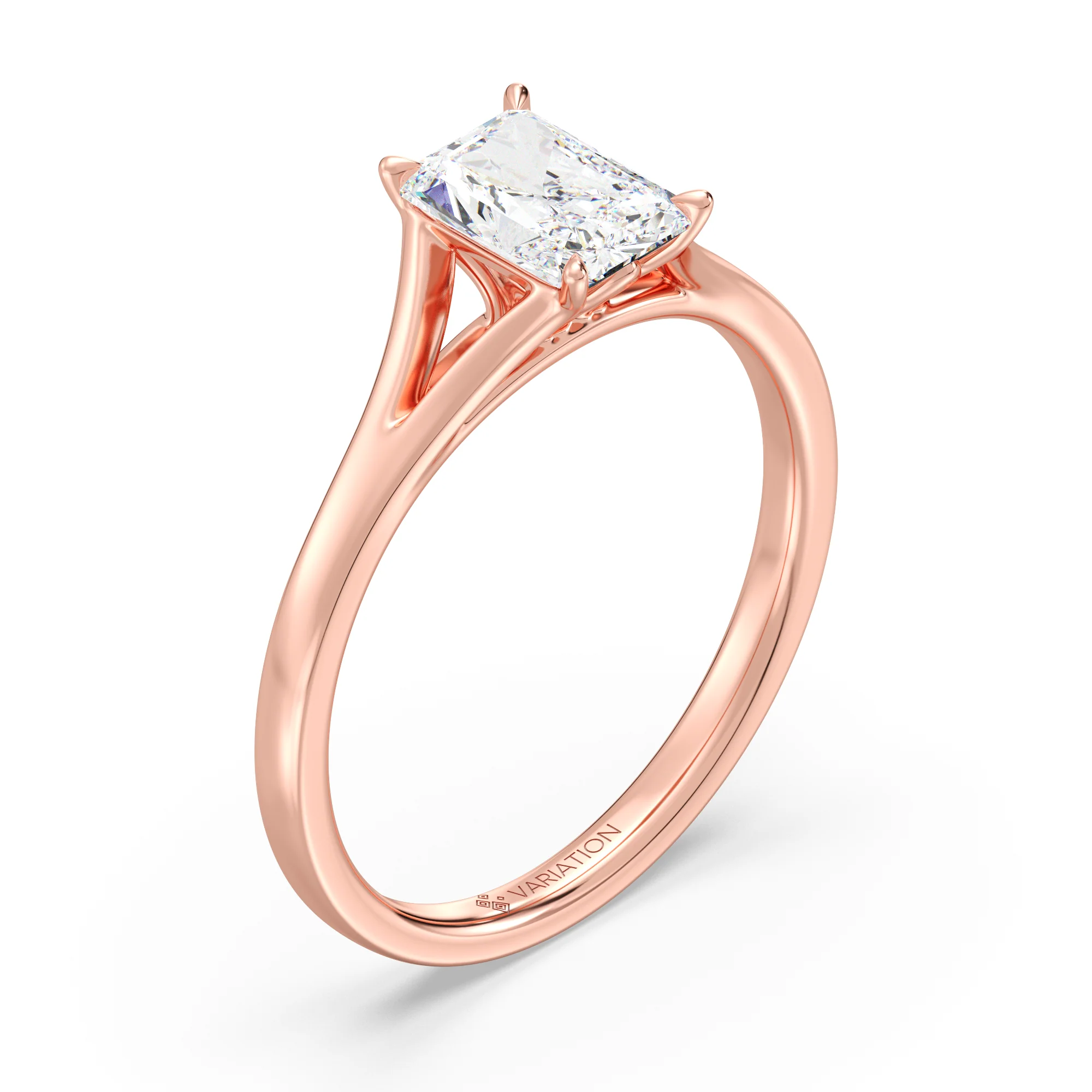 1 Carat Radiant Cut Lab Grown Diamond Split Shank Solitaire Ring in 18K Gold - Image 7