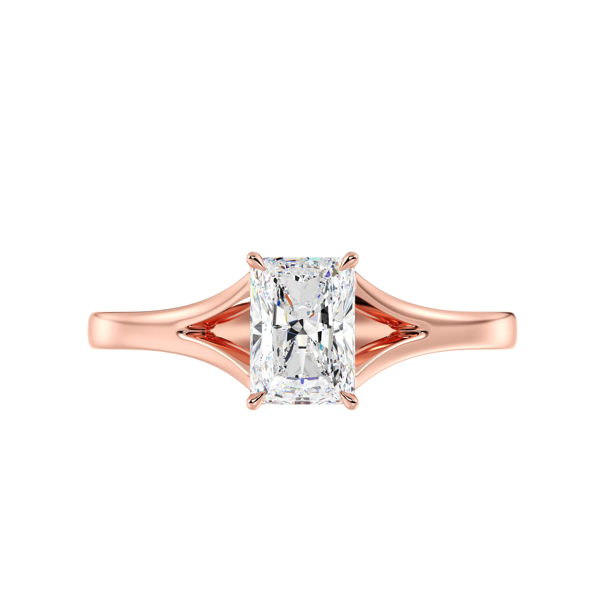 1 Carat Radiant Cut Lab Grown Diamond Split Shank Solitaire Ring in 18K Gold - Image 8