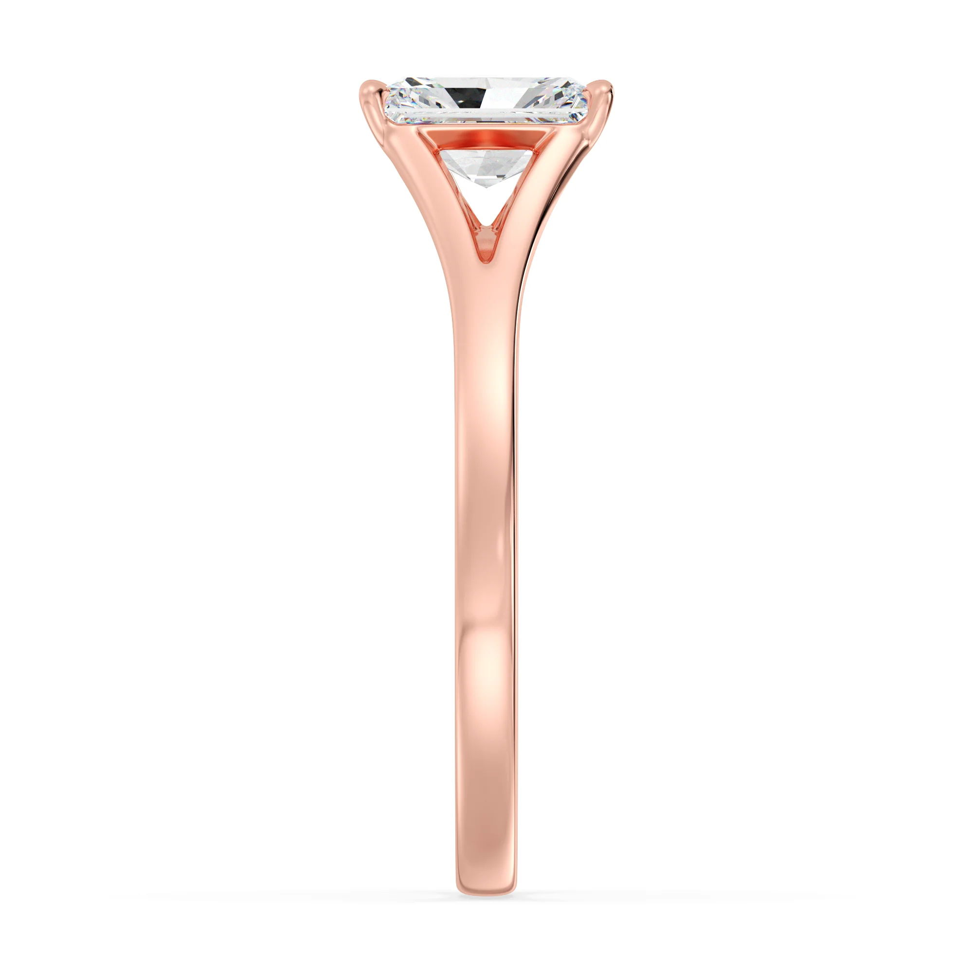 1 Carat Radiant Cut Lab Grown Diamond Split Shank Solitaire Ring in 18K Gold - Image 9