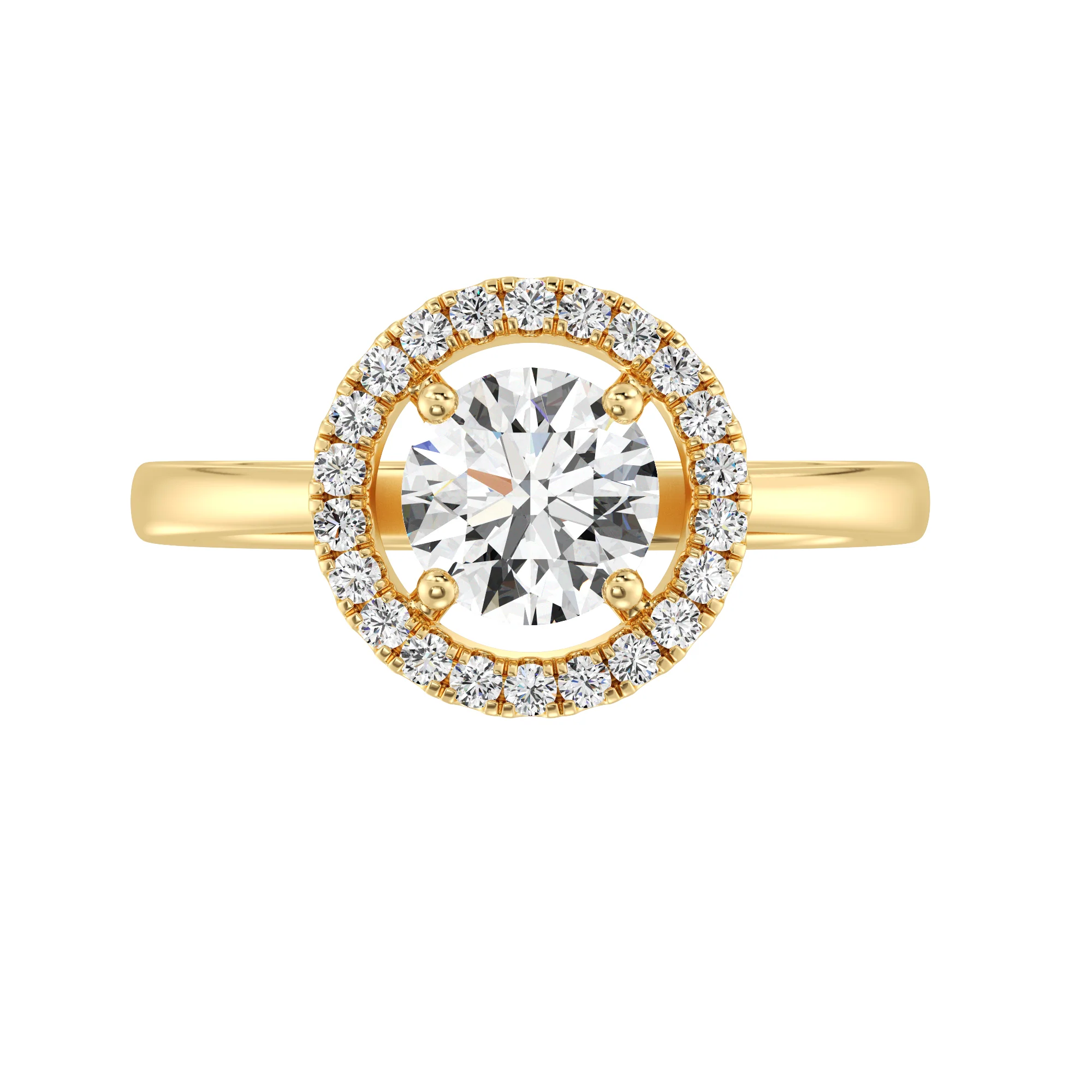 1 Carat Round Cut Lab Grown Diamond Halo Engagement Ring in 18K Gold - Image 3