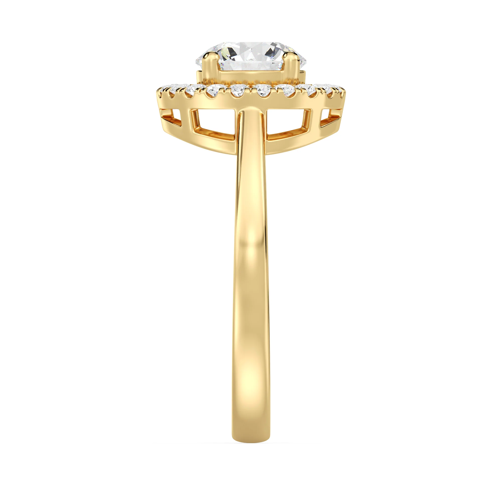 1 Carat Round Cut Lab Grown Diamond Halo Engagement Ring in 18K Gold - Image 4