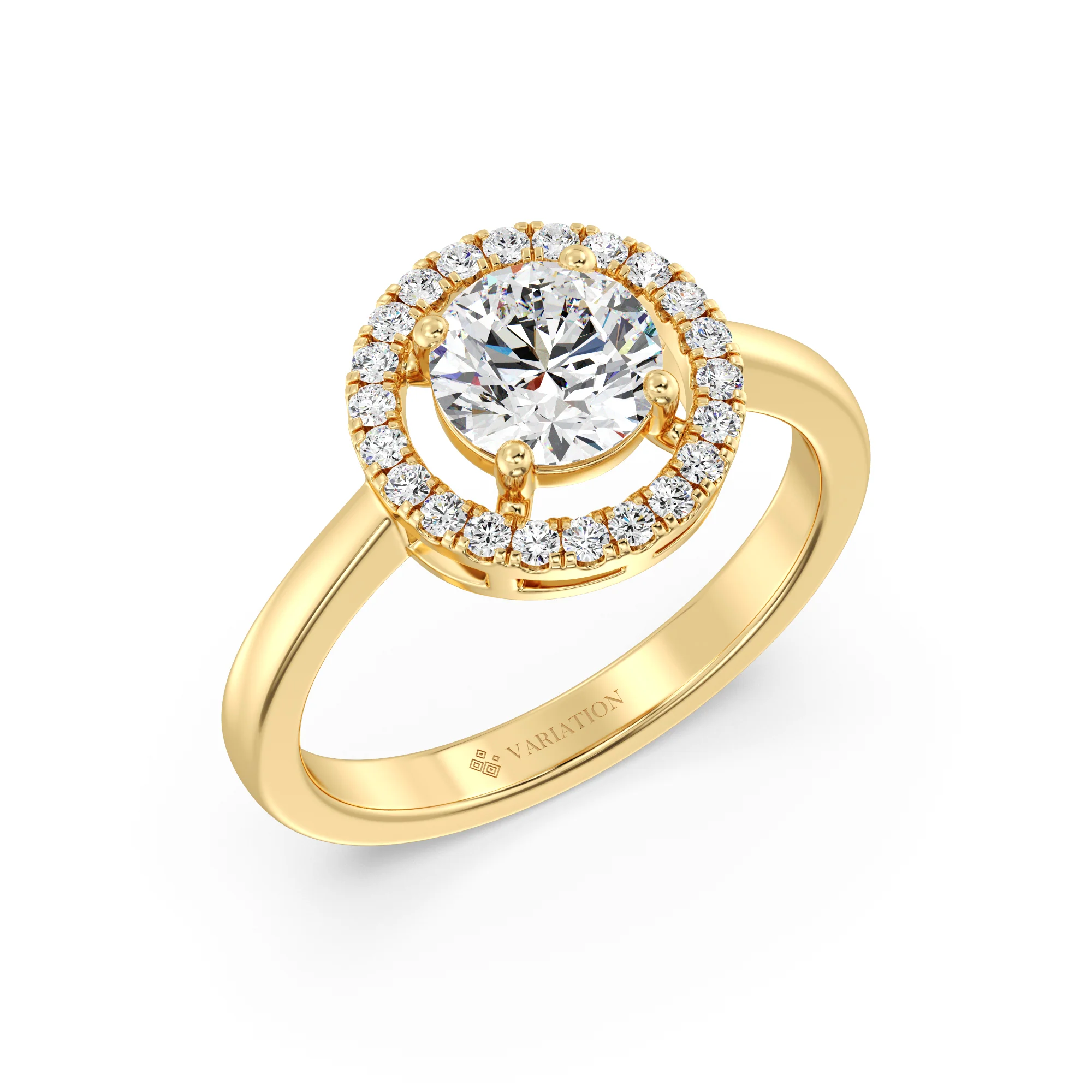 1 Carat Round Cut Lab Grown Diamond Halo Engagement Ring in 18K Gold - Image 5