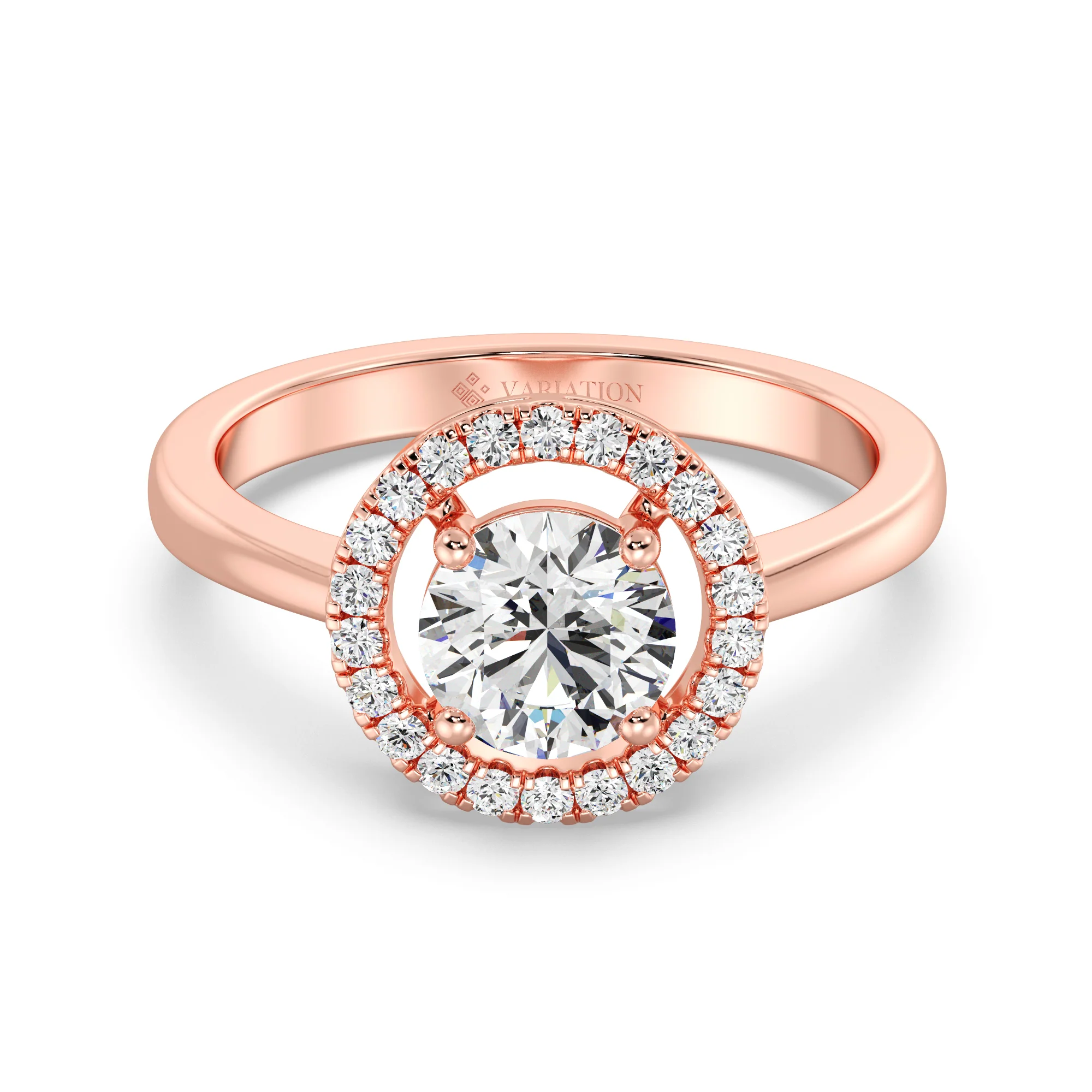 1 Carat Round Cut Lab Grown Diamond Halo Engagement Ring in 18K Gold - Image 6