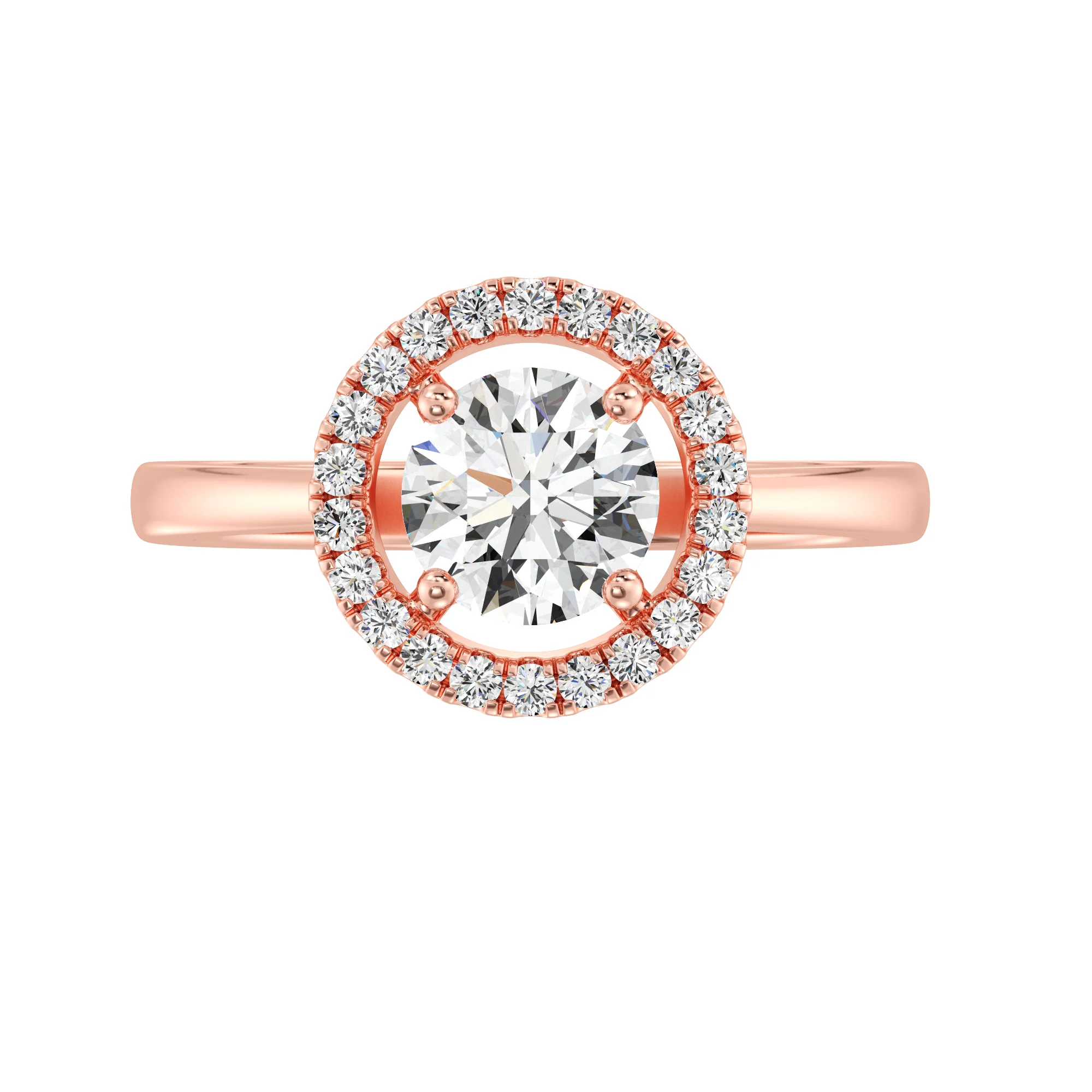 1 Carat Round Cut Lab Grown Diamond Halo Engagement Ring in 18K Gold - Image 7