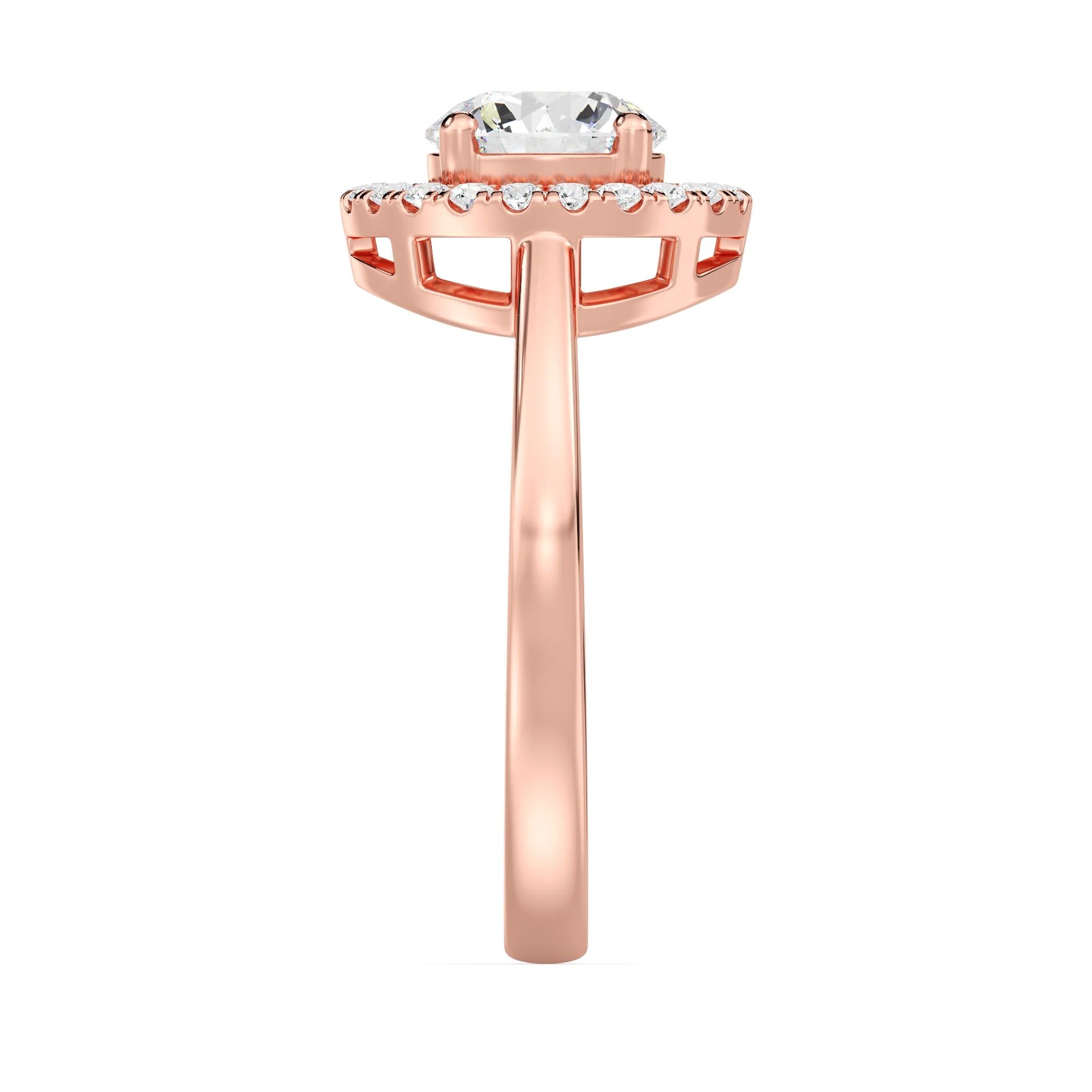 1 Carat Round Cut Lab Grown Diamond Halo Engagement Ring in 18K Gold - Image 9