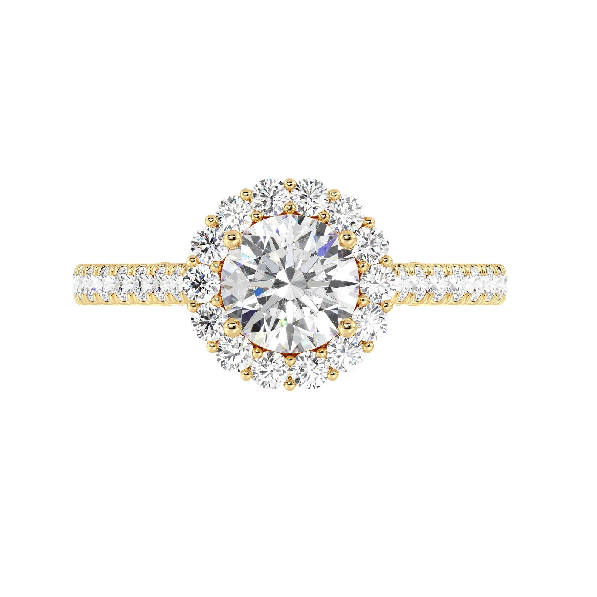 1 Carat Round Cut Lab Grown Diamond Halo Ring in 18K Gold - Image 12