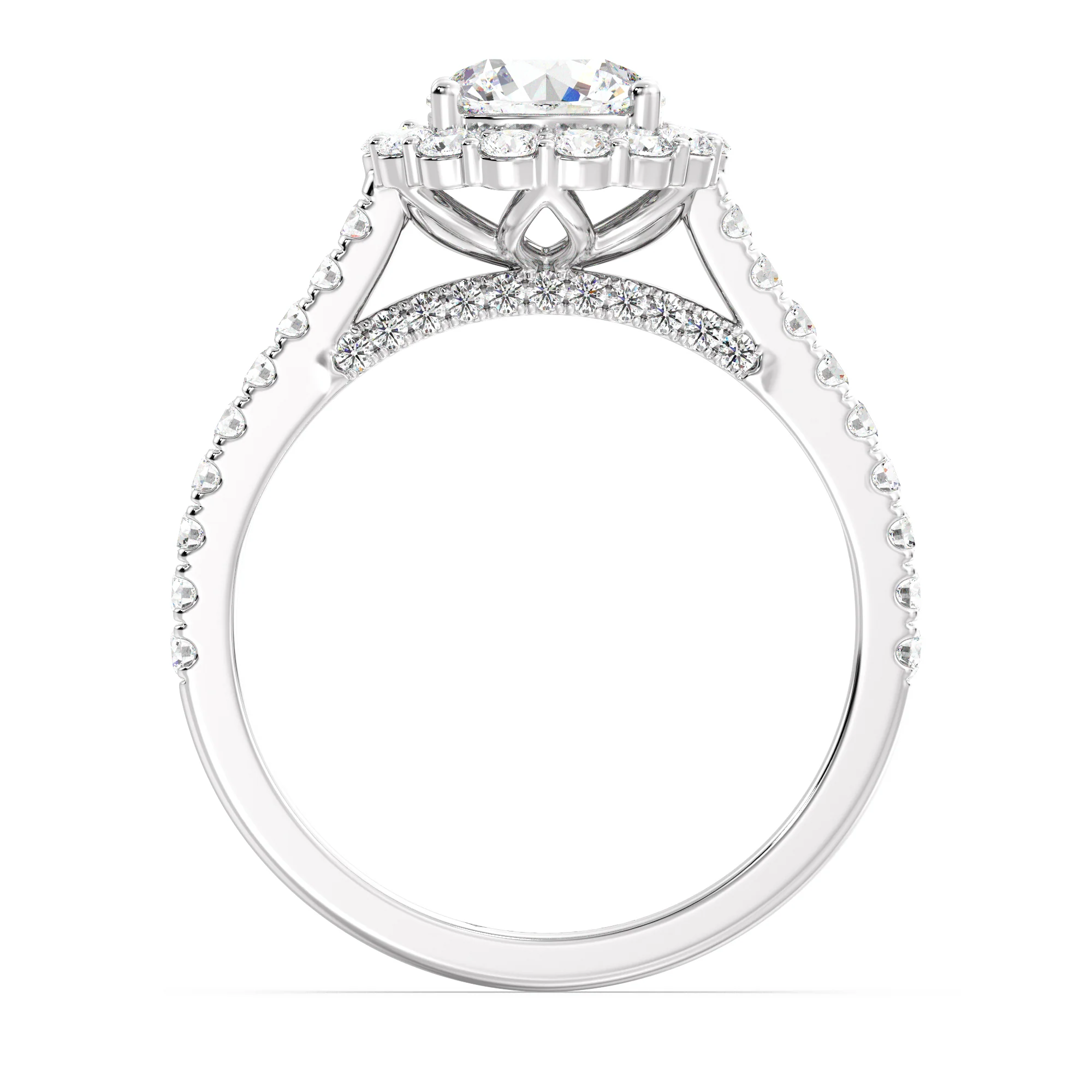 1 Carat Round Cut Lab Grown Diamond Halo Ring in 18K Gold - Image 14