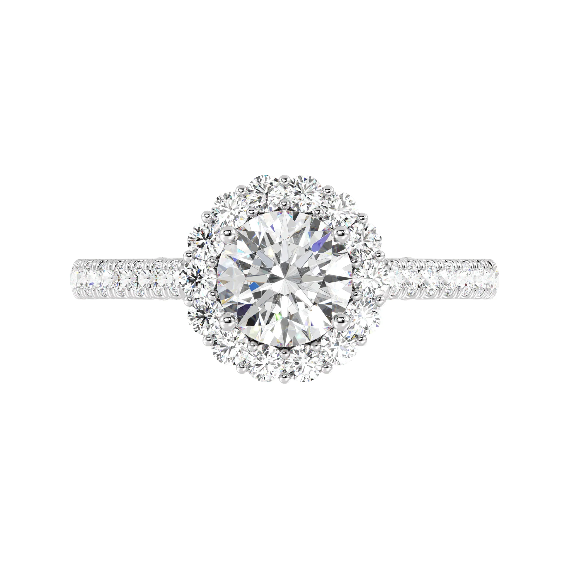 1 Carat Round Cut Lab Grown Diamond Halo Ring in 18K Gold - Image 15