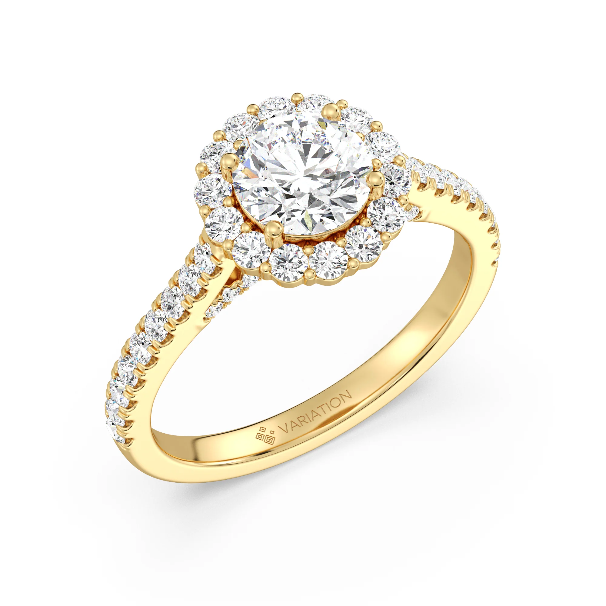 1 Carat Round Cut Lab Grown Diamond Halo Ring in 18K Gold - Image 3