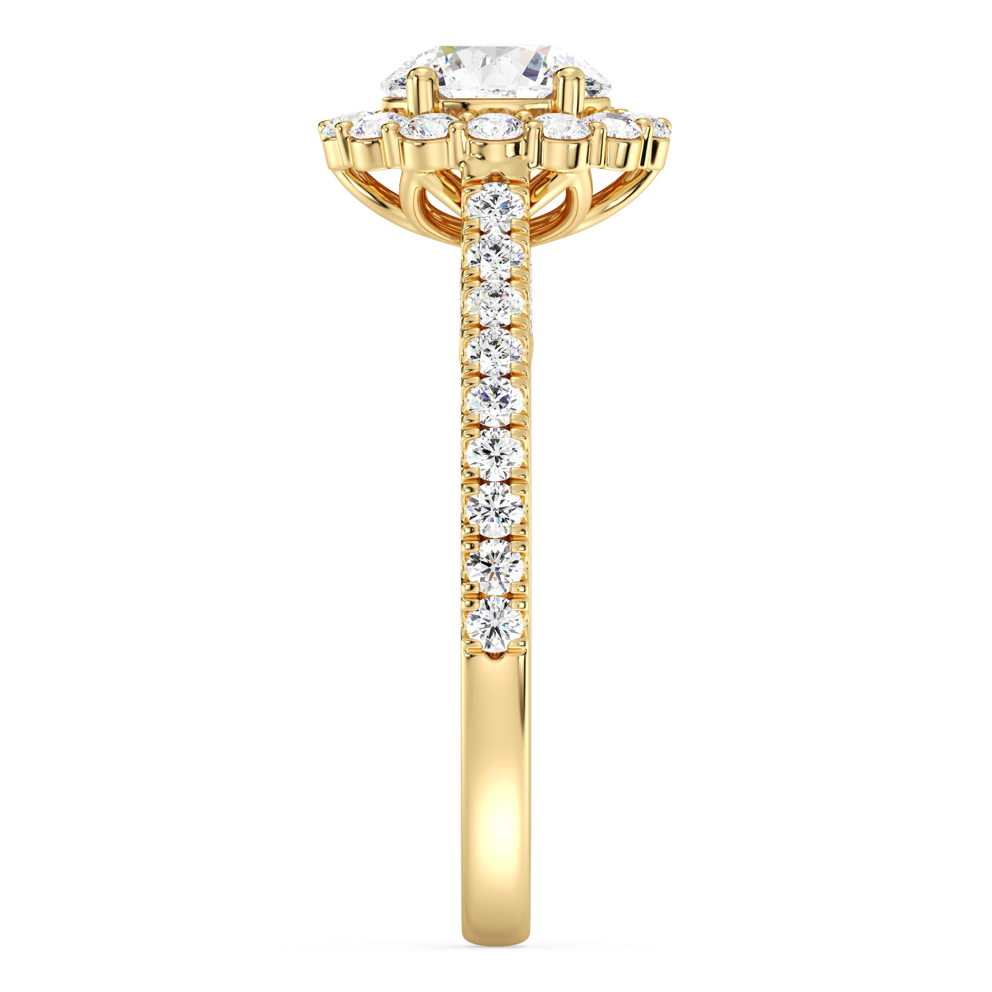 1 Carat Round Cut Lab Grown Diamond Halo Ring in 18K Gold - Image 4