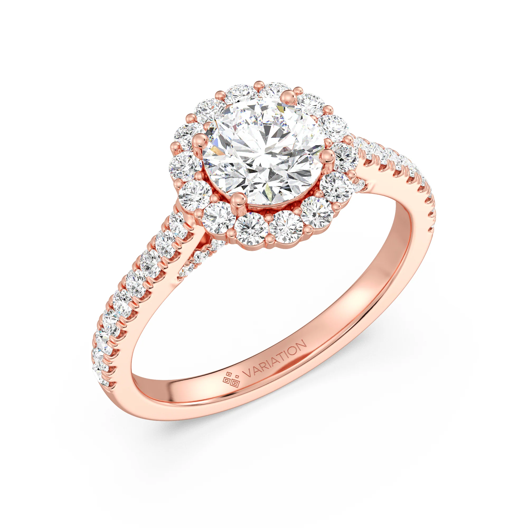 1 Carat Round Cut Lab Grown Diamond Halo Ring in 18K Gold - Image 6