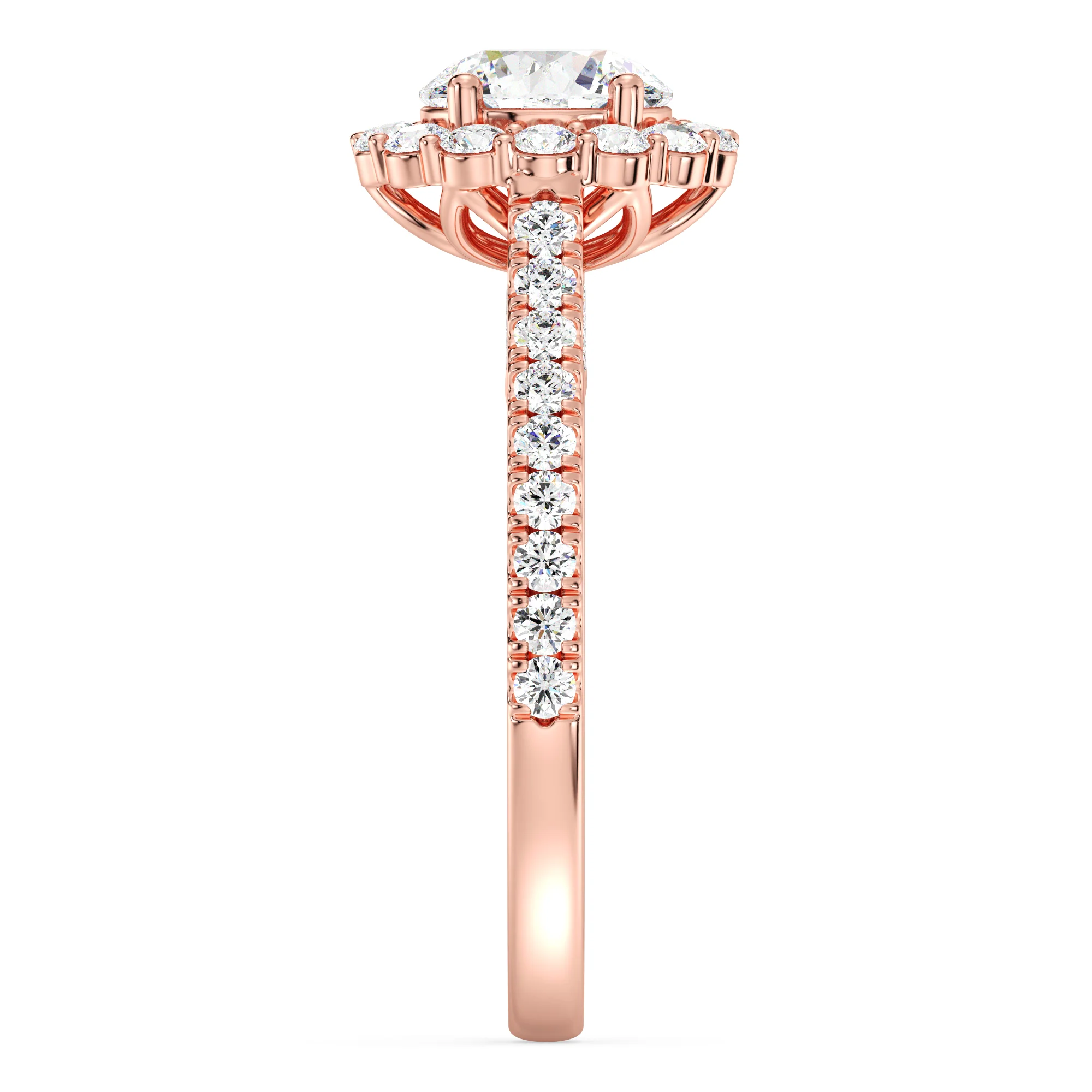 1 Carat Round Cut Lab Grown Diamond Halo Ring in 18K Gold - Image 7