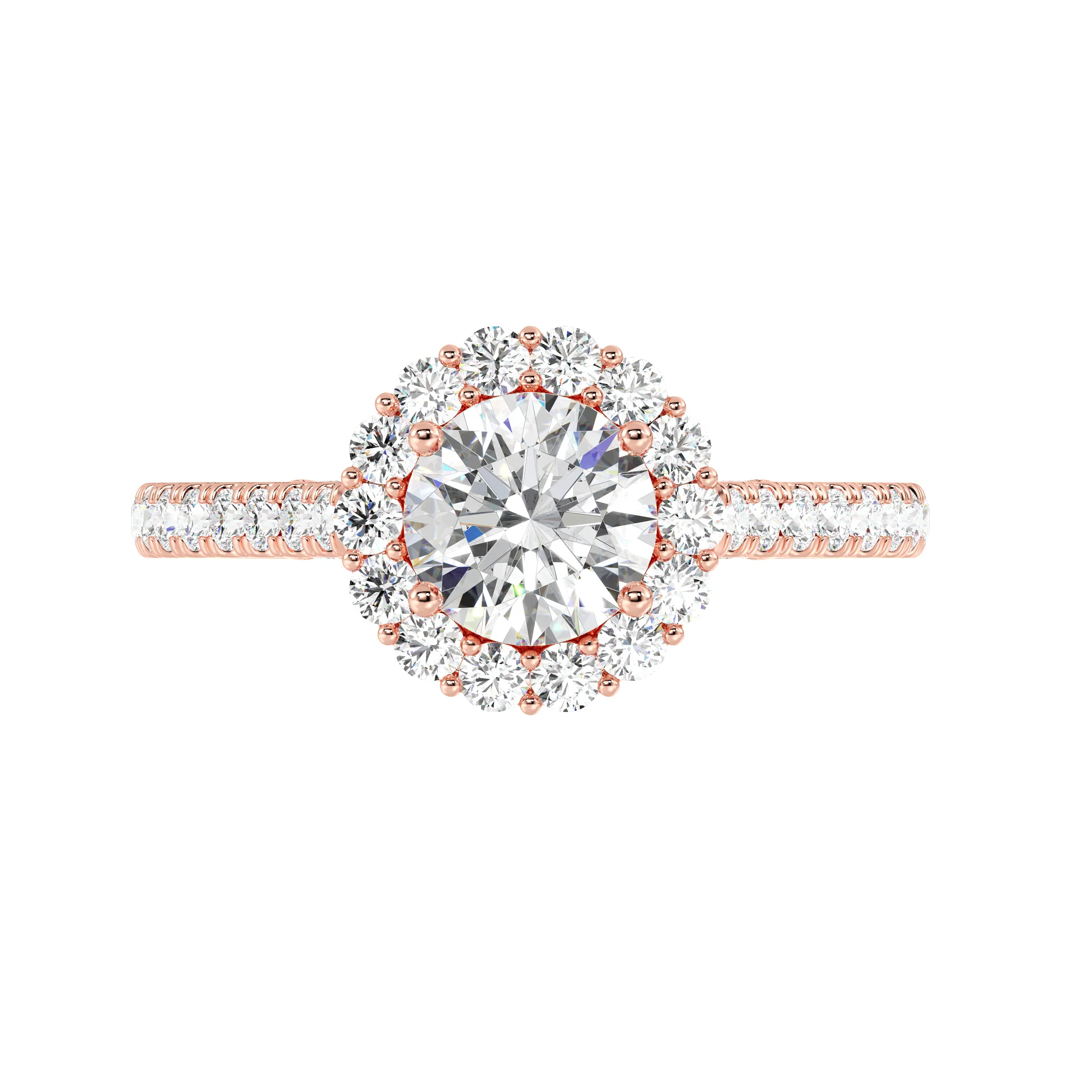 1 Carat Round Cut Lab Grown Diamond Halo Ring in 18K Gold - Image 8