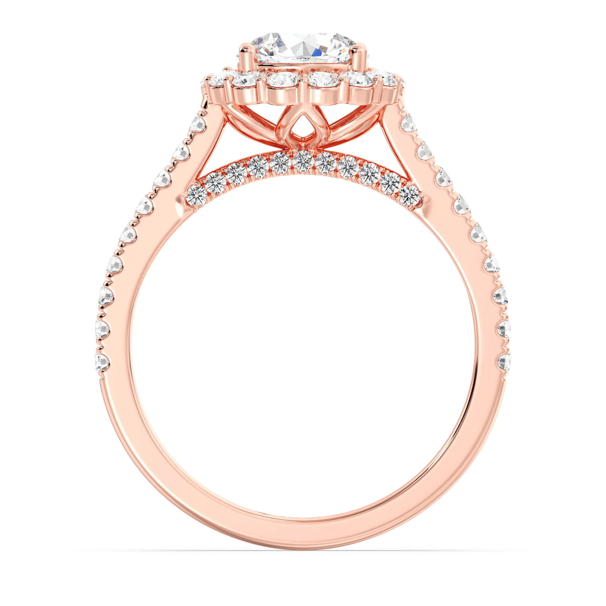 1 Carat Round Cut Lab Grown Diamond Halo Ring in 18K Gold - Image 9