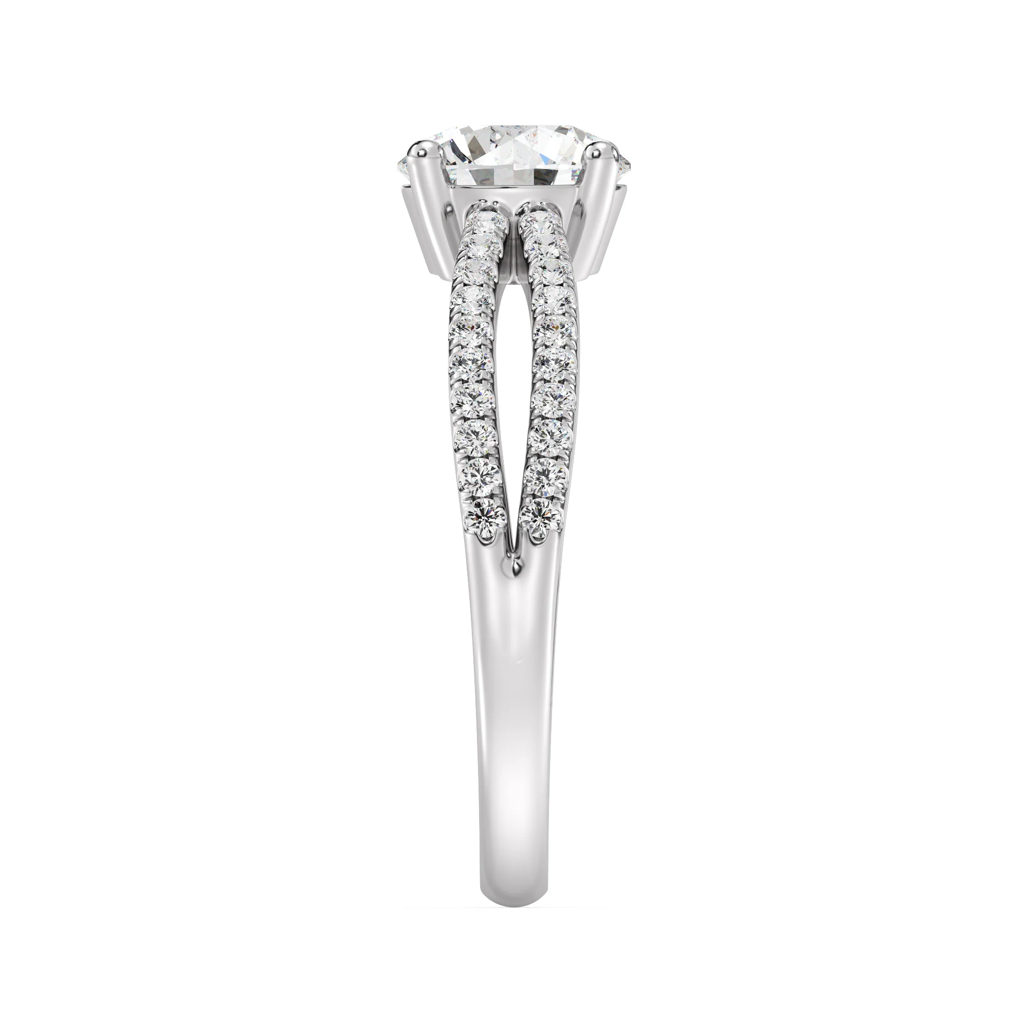 1 Carat Round Cut Lab Grown Diamond Split Shank Engagement Ring in 18K Gold - Image 10
