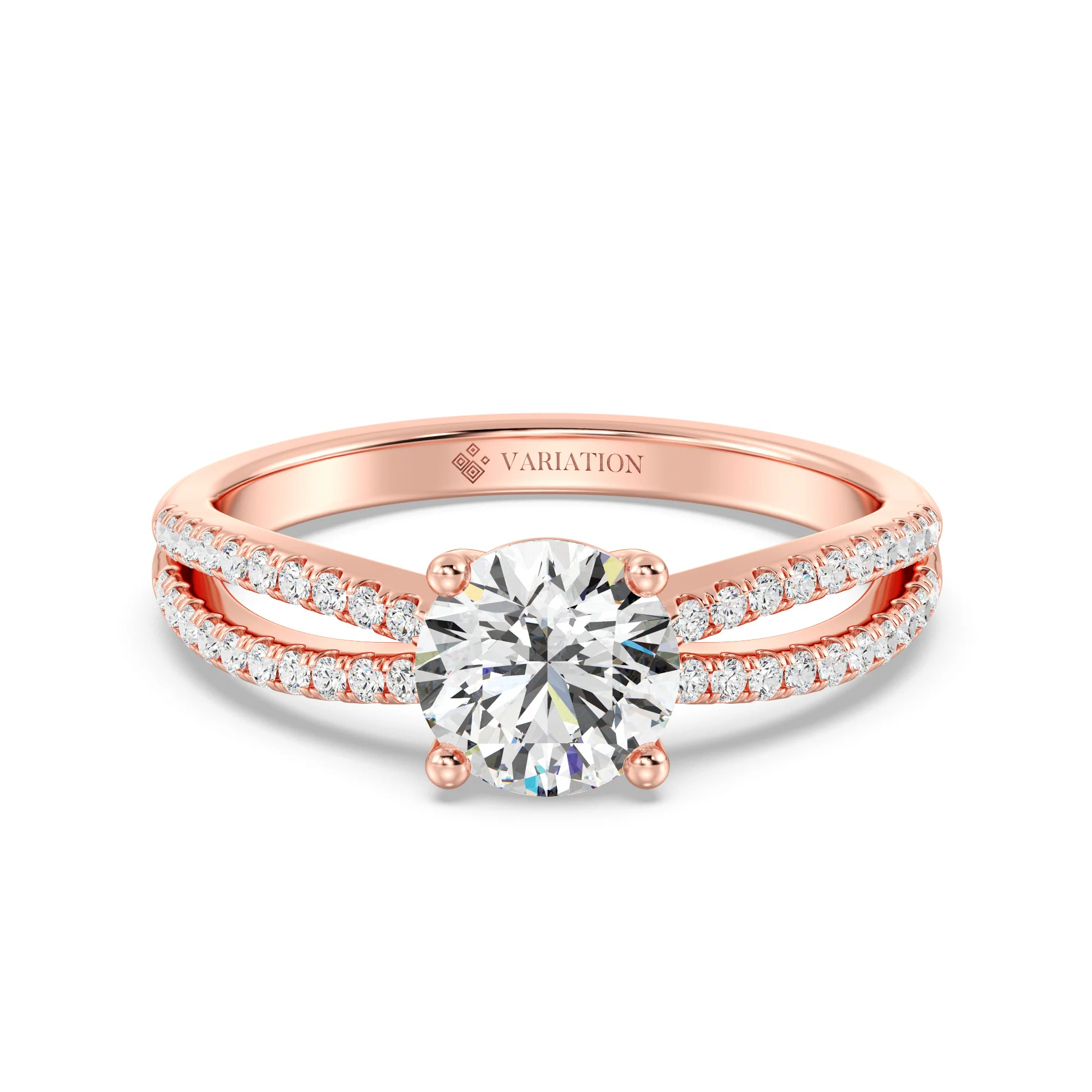 1 Carat Round Cut Lab Grown Diamond Split Shank Engagement Ring in 18K Gold - Image 11