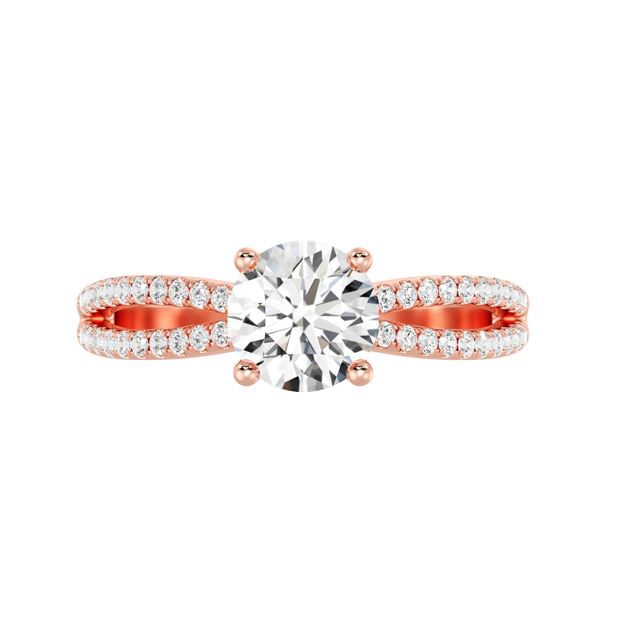 1 Carat Round Cut Lab Grown Diamond Split Shank Engagement Ring in 18K Gold - Image 12