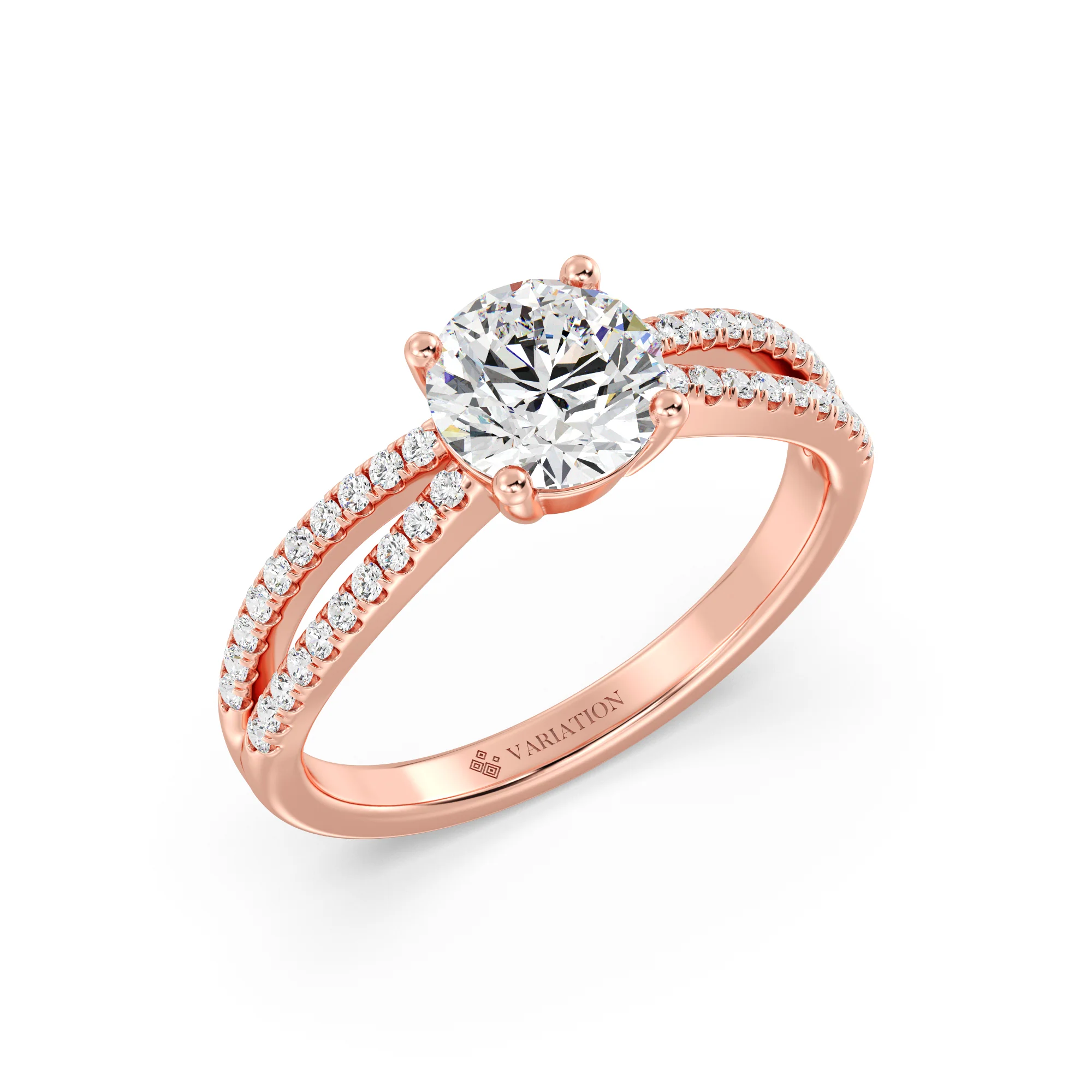 1 Carat Round Cut Lab Grown Diamond Split Shank Engagement Ring in 18K Gold - Image 14