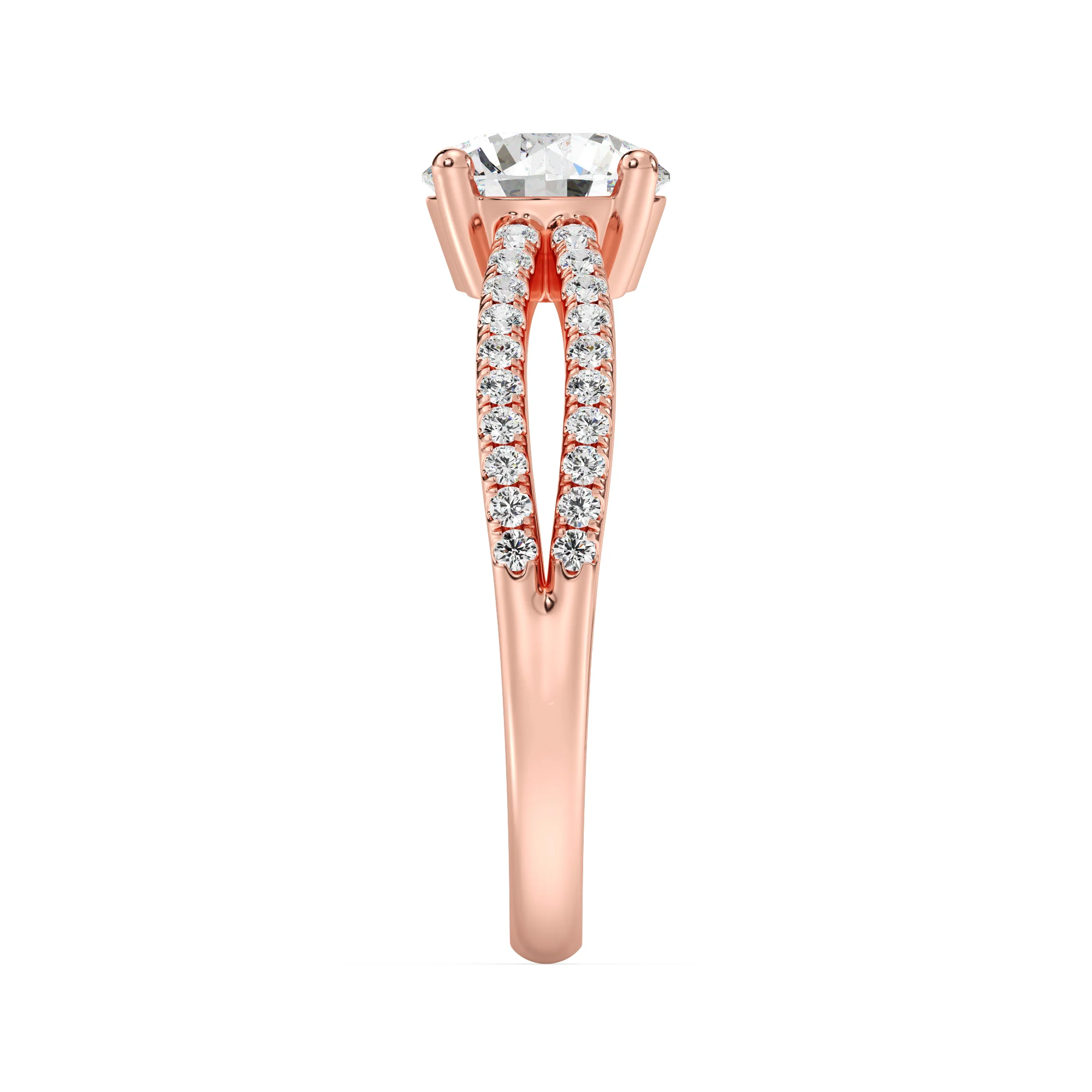 1 Carat Round Cut Lab Grown Diamond Split Shank Engagement Ring in 18K Gold - Image 15