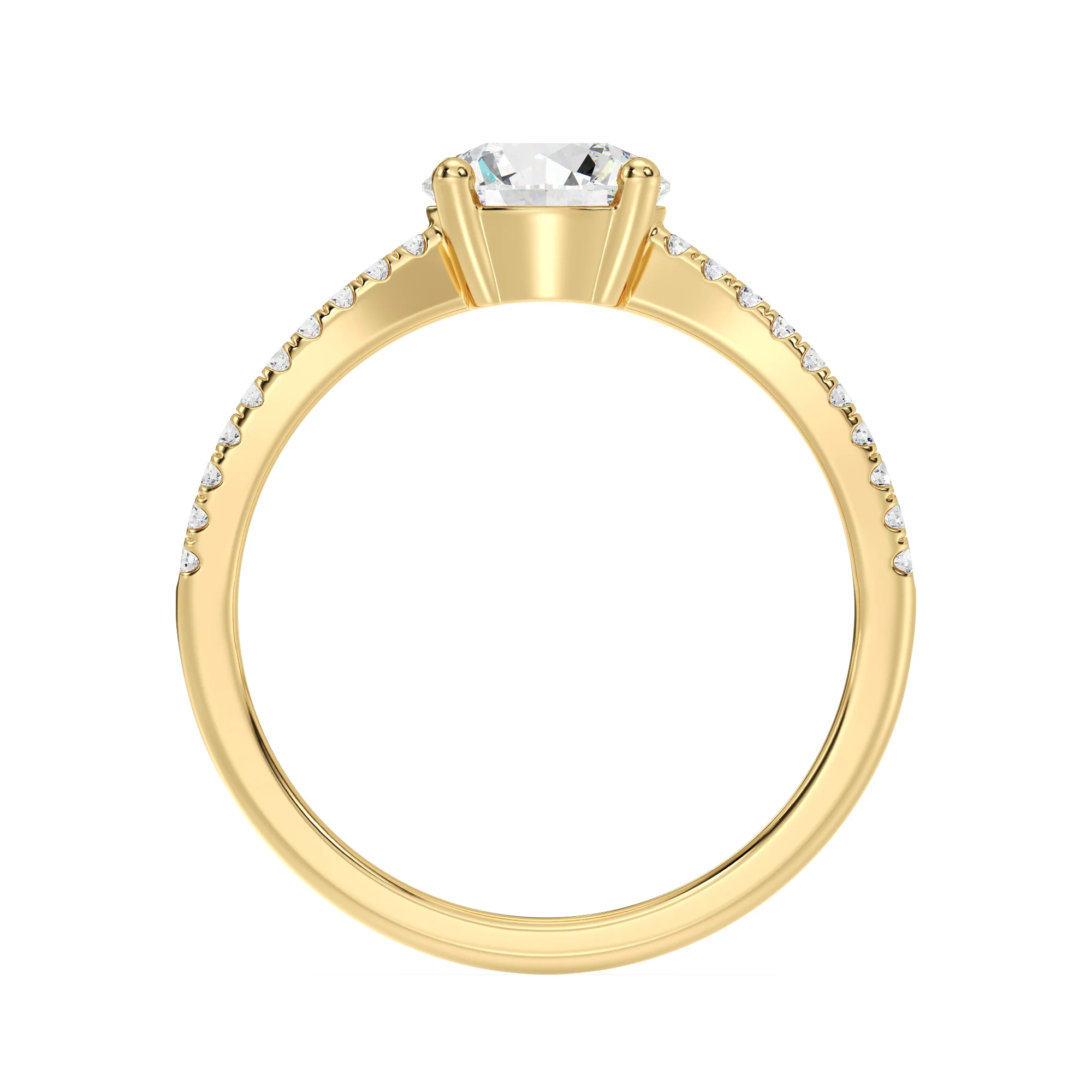 1 Carat Round Cut Lab Grown Diamond Split Shank Engagement Ring in 18K Gold - Image 4