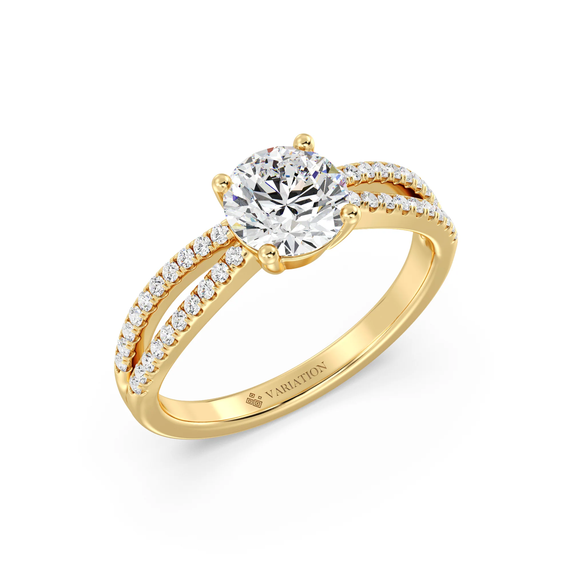 1 Carat Round Cut Lab Grown Diamond Split Shank Engagement Ring in 18K Gold - Image 5