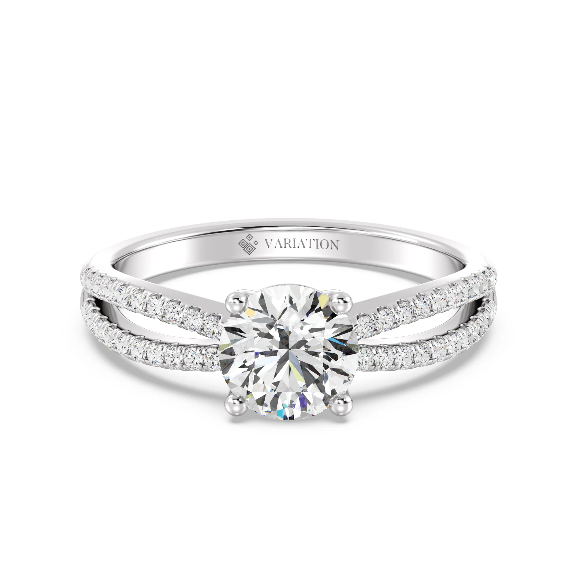 1 Carat Round Cut Lab Grown Diamond Split Shank Engagement Ring in 18K Gold - Image 6