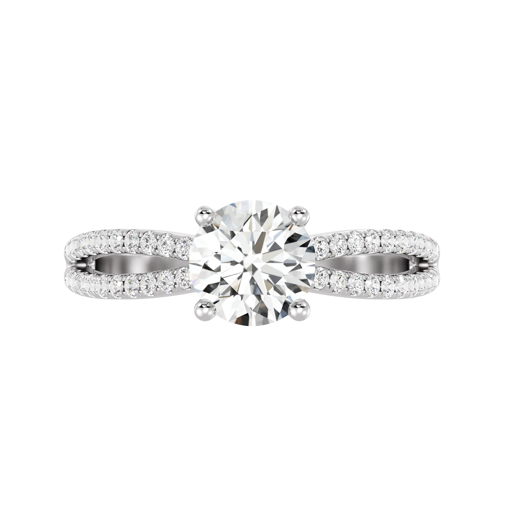 1 Carat Round Cut Lab Grown Diamond Split Shank Engagement Ring in 18K Gold - Image 7
