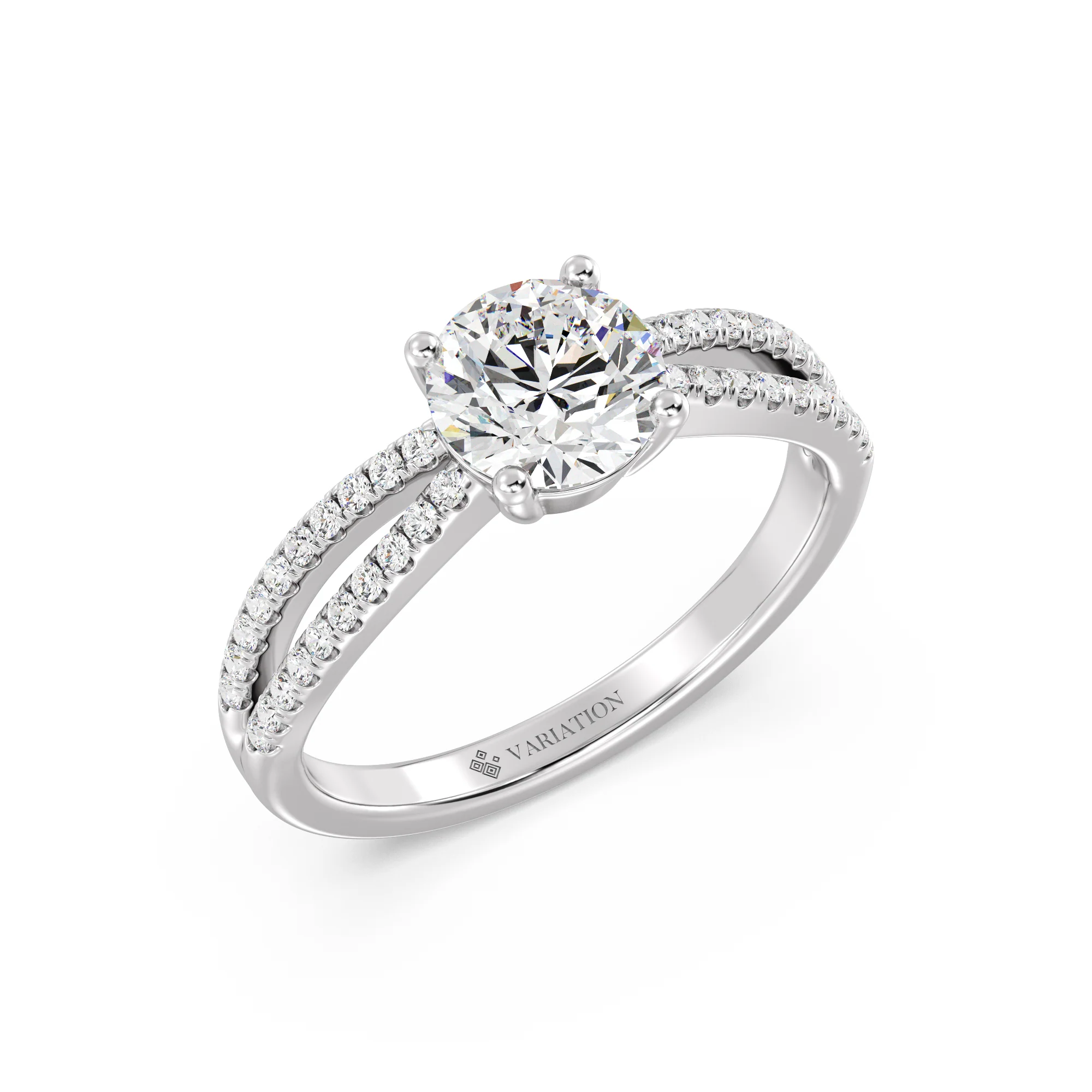 1 Carat Round Cut Lab Grown Diamond Split Shank Engagement Ring in 18K Gold - Image 9