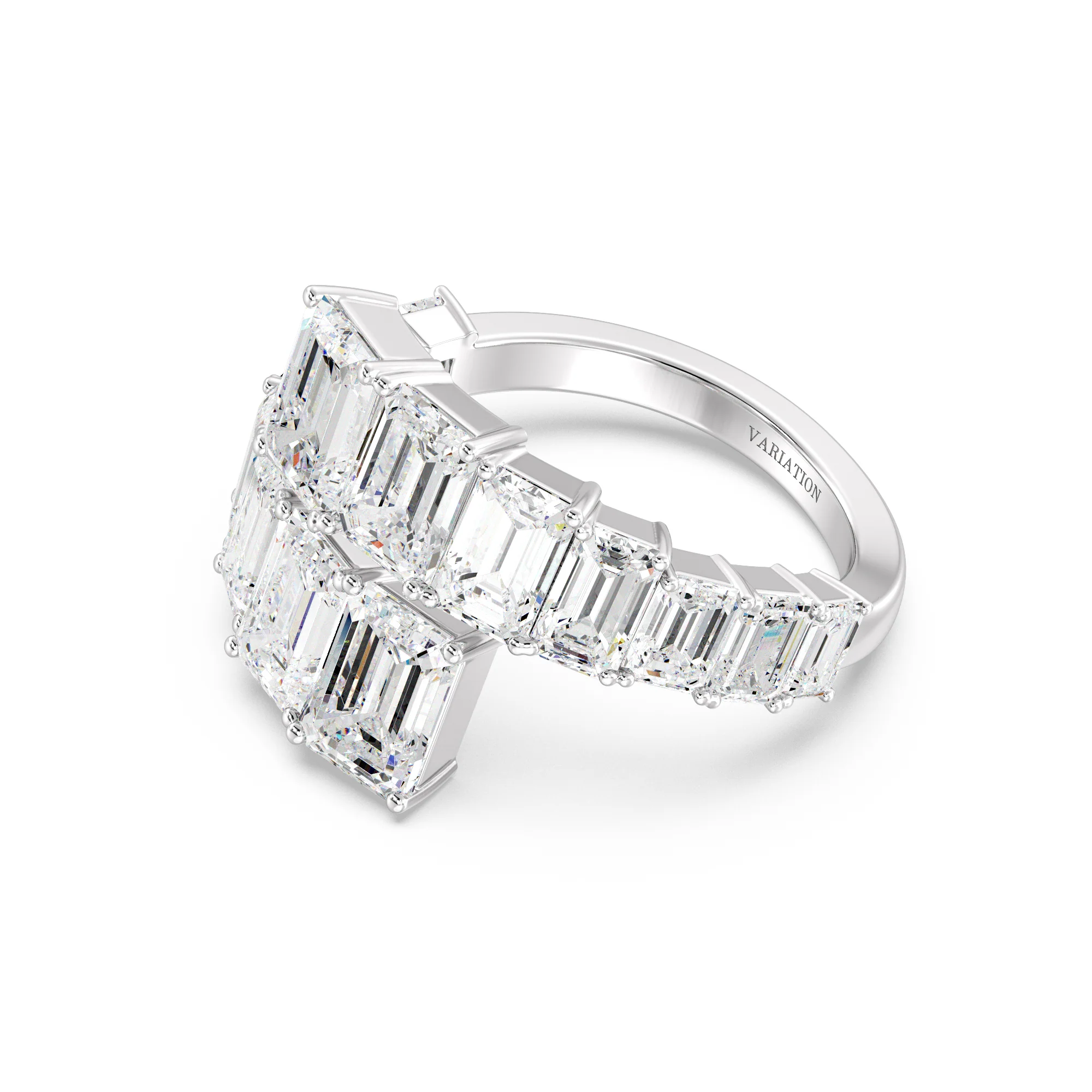 Emerald Cut Lab Grown Diamond Grandeur Bypass Ring in 18K Gold - Image 12