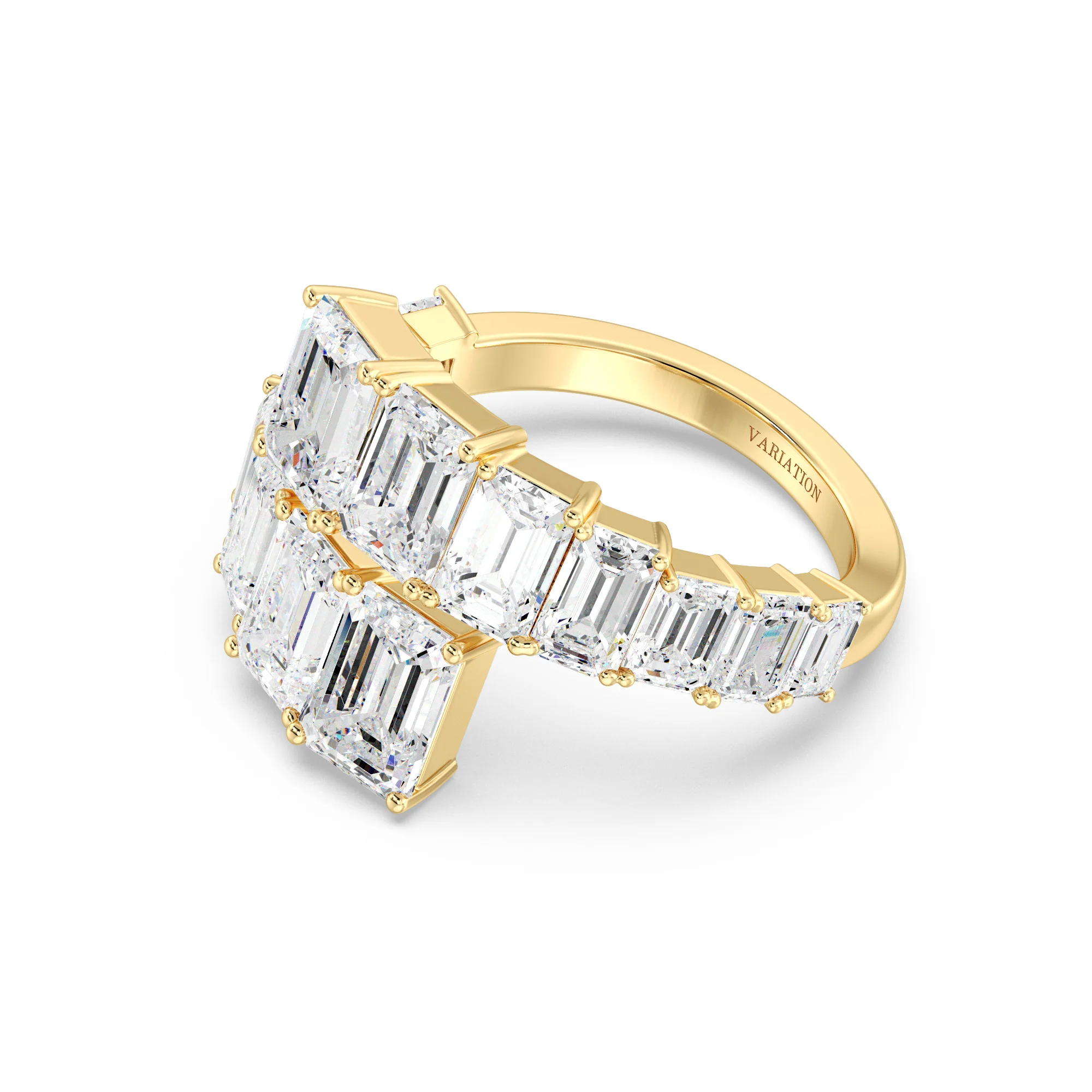 Emerald Cut Lab Grown Diamond Grandeur Bypass Ring in 18K Gold - Image 3