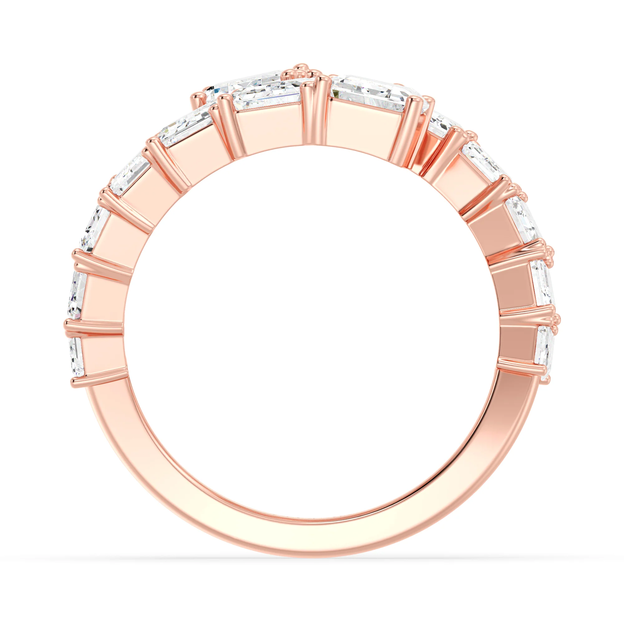 Emerald Cut Lab Grown Diamond Grandeur Bypass Ring in 18K Gold - Image 9