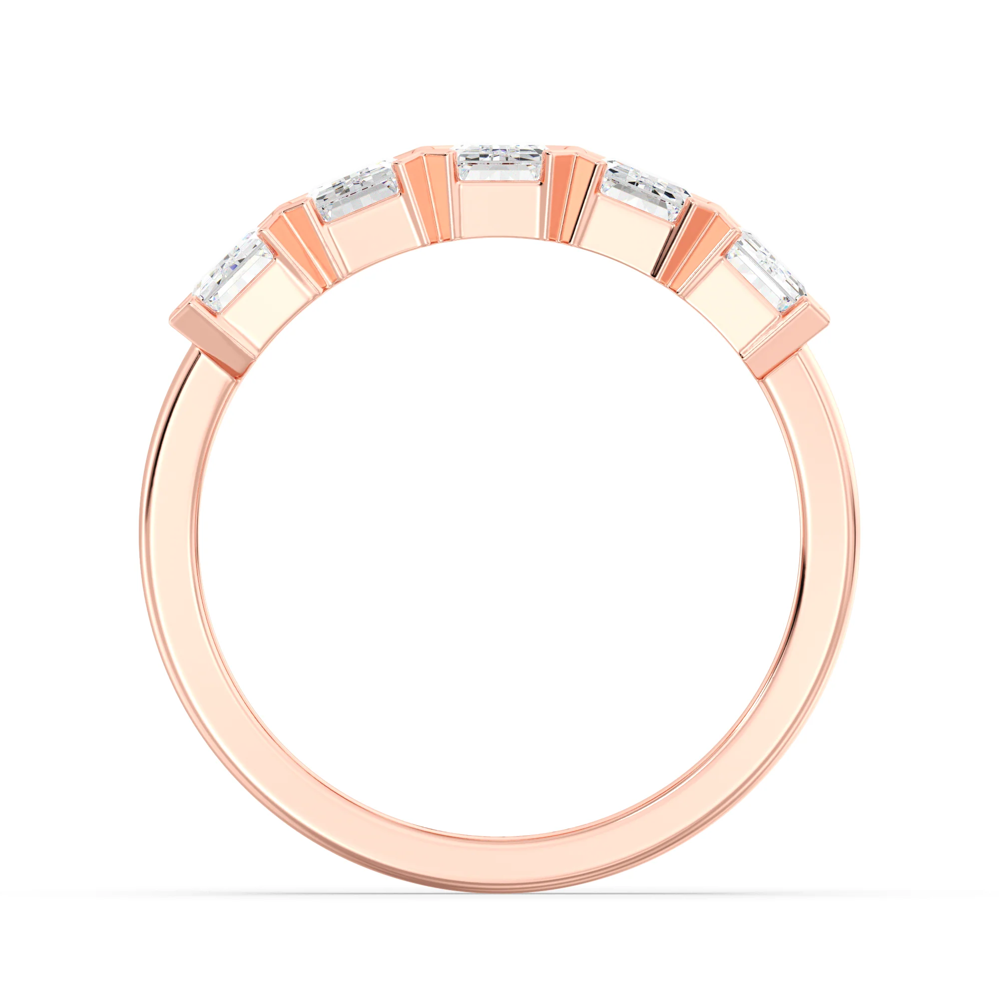 Emerald Cut Lab Grown Diamond Half Eternity Wedding Band in 18K Gold - Image 10