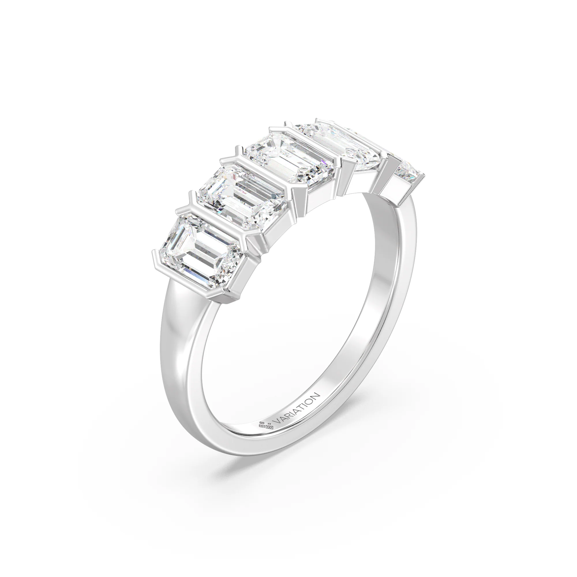 Emerald Cut Lab Grown Diamond Half Eternity Wedding Band in 18K Gold - Image 12