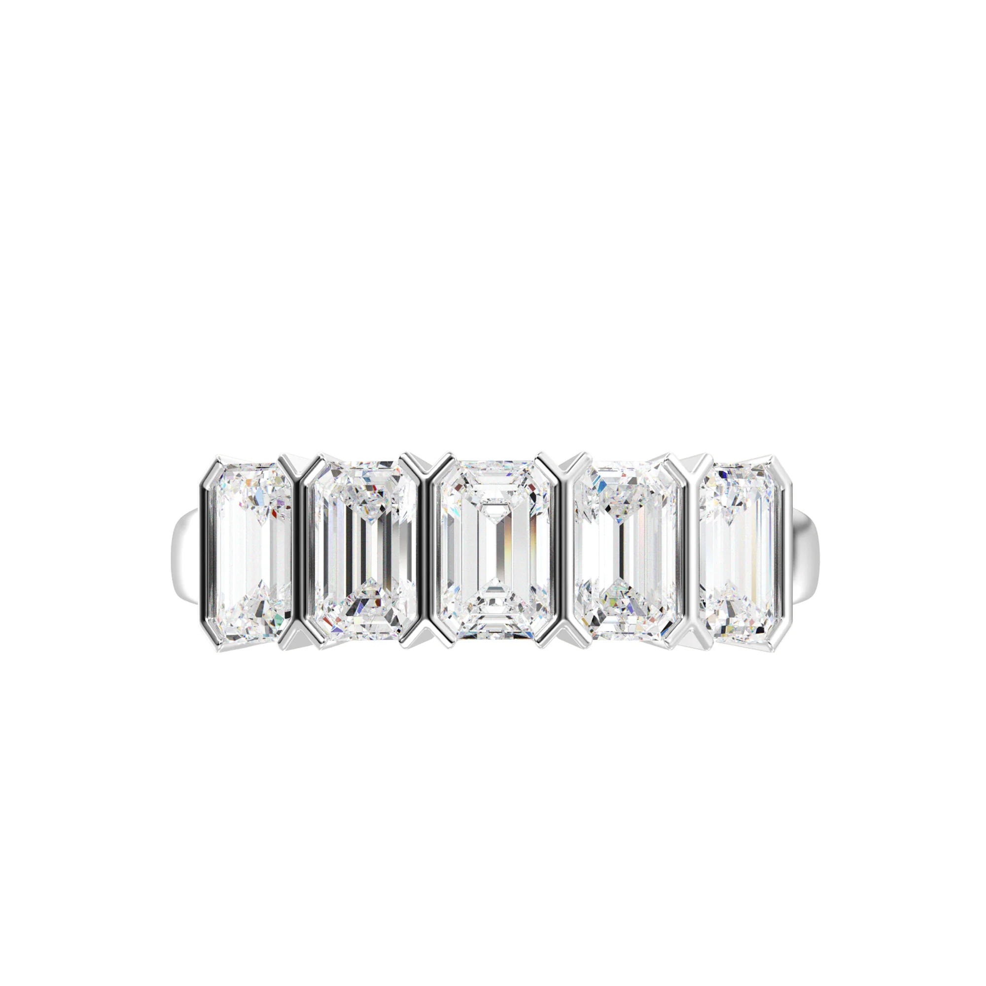 Emerald Cut Lab Grown Diamond Half Eternity Wedding Band in 18K Gold - Image 13