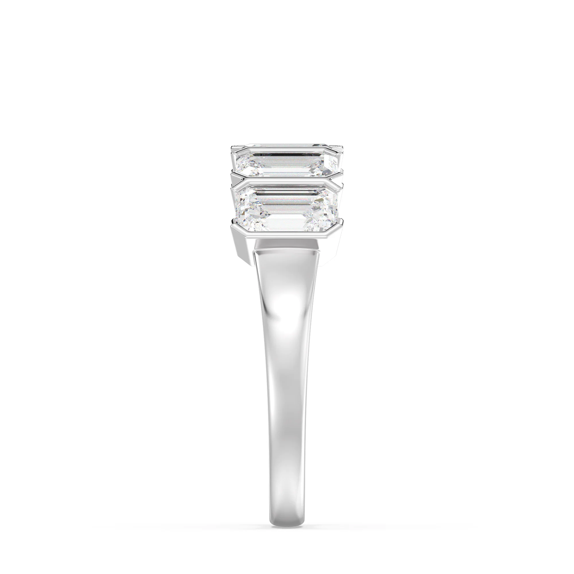 Emerald Cut Lab Grown Diamond Half Eternity Wedding Band in 18K Gold - Image 14