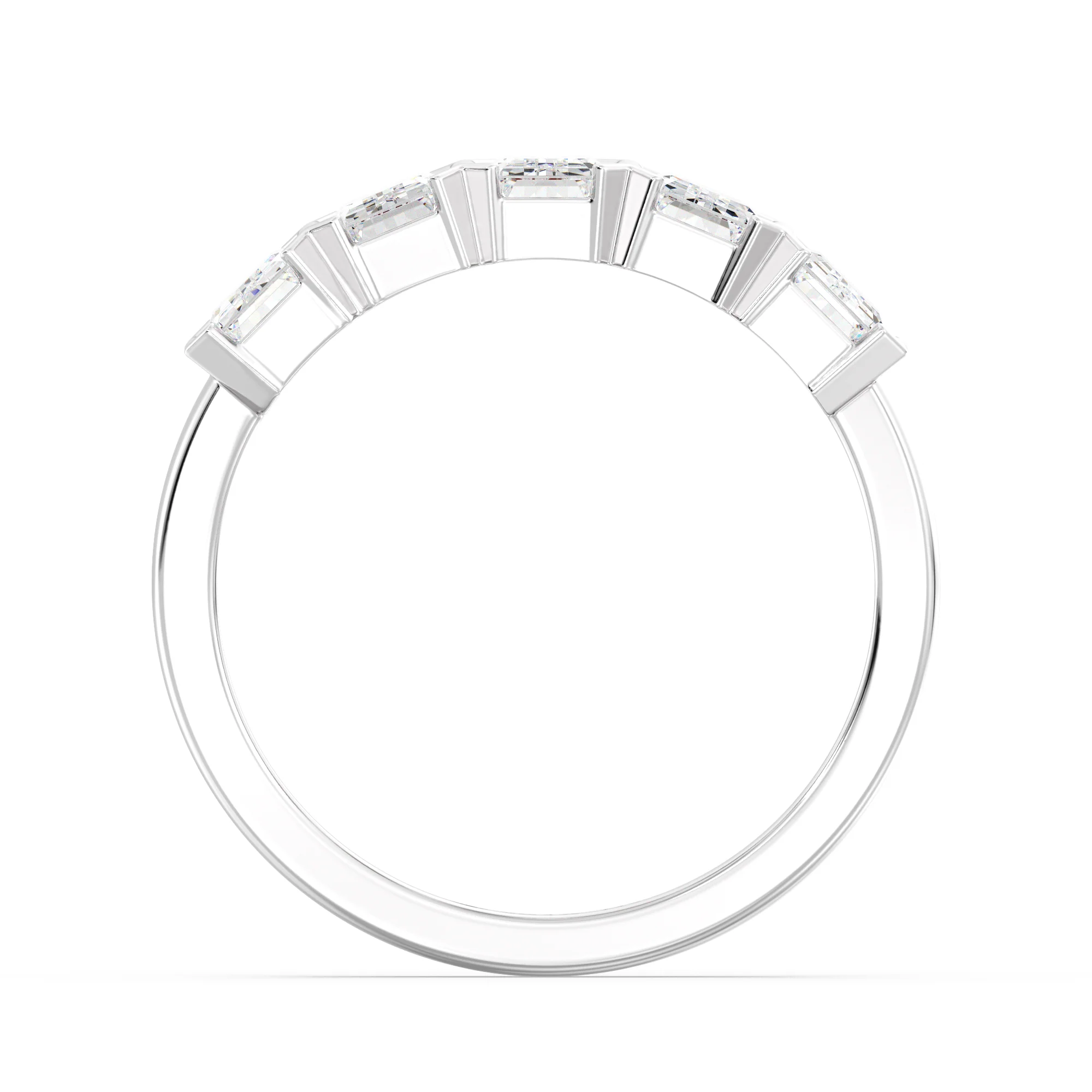 Emerald Cut Lab Grown Diamond Half Eternity Wedding Band in 18K Gold - Image 15