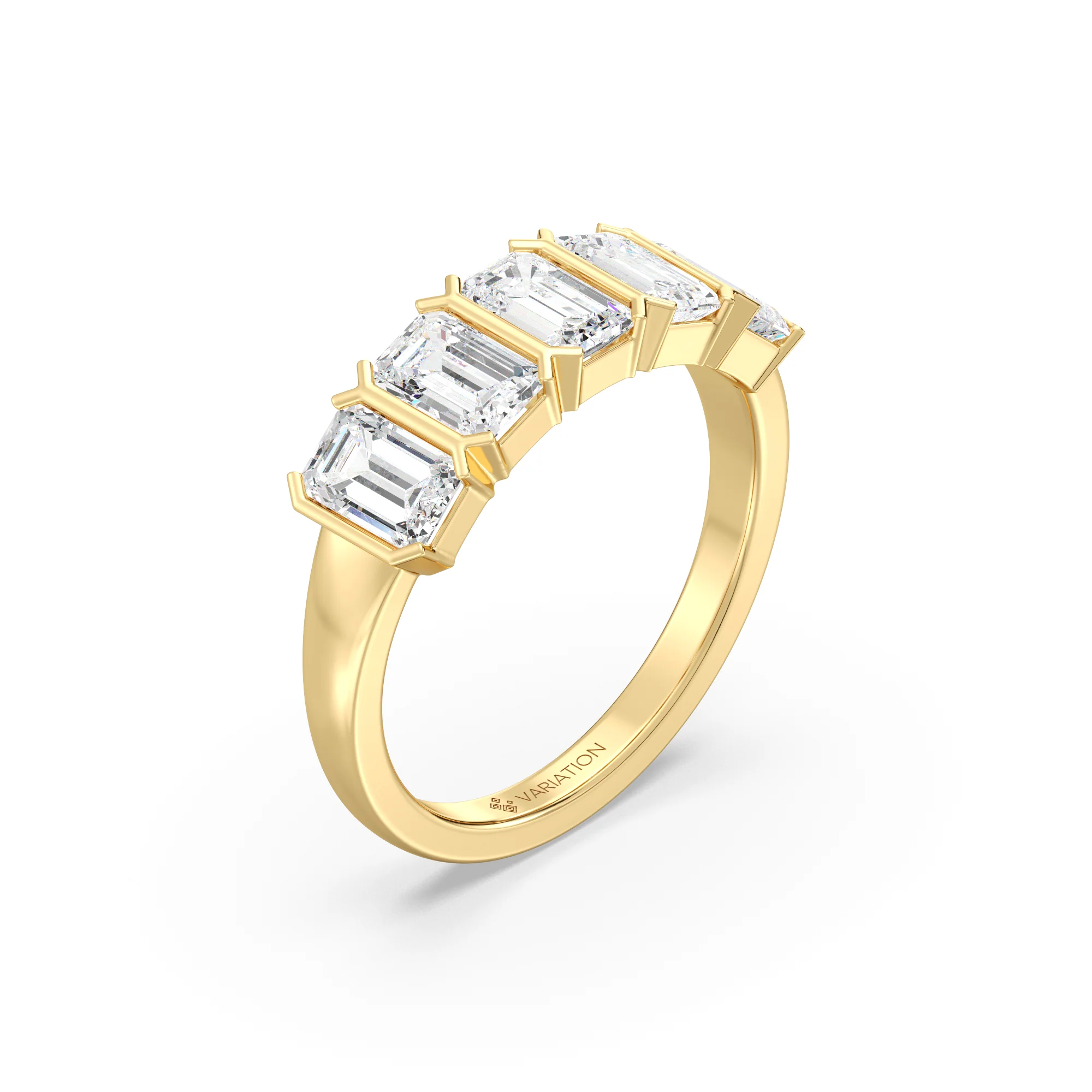 Emerald Cut Lab Grown Diamond Half Eternity Wedding Band in 18K Gold - Image 3
